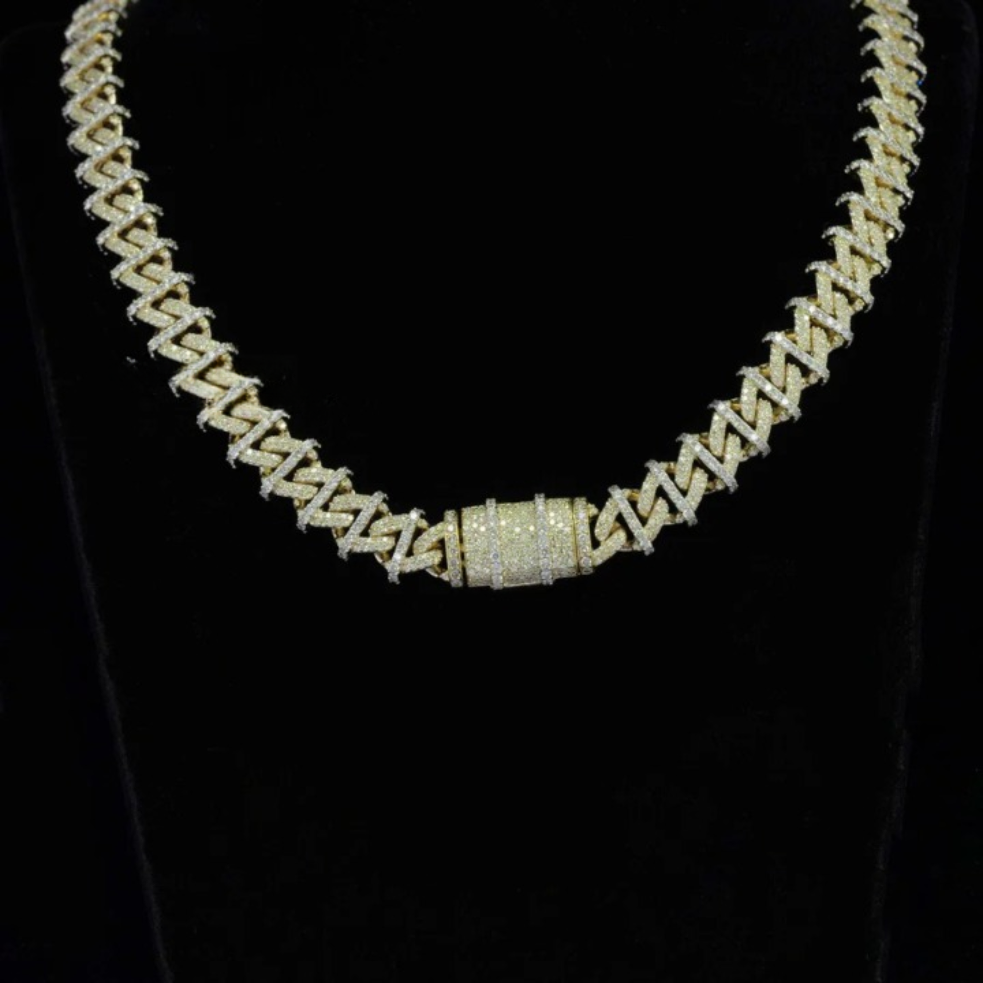 16mm Moissanite Diamond Embellished Hip Hop Style Unisex Cuban Link Chain