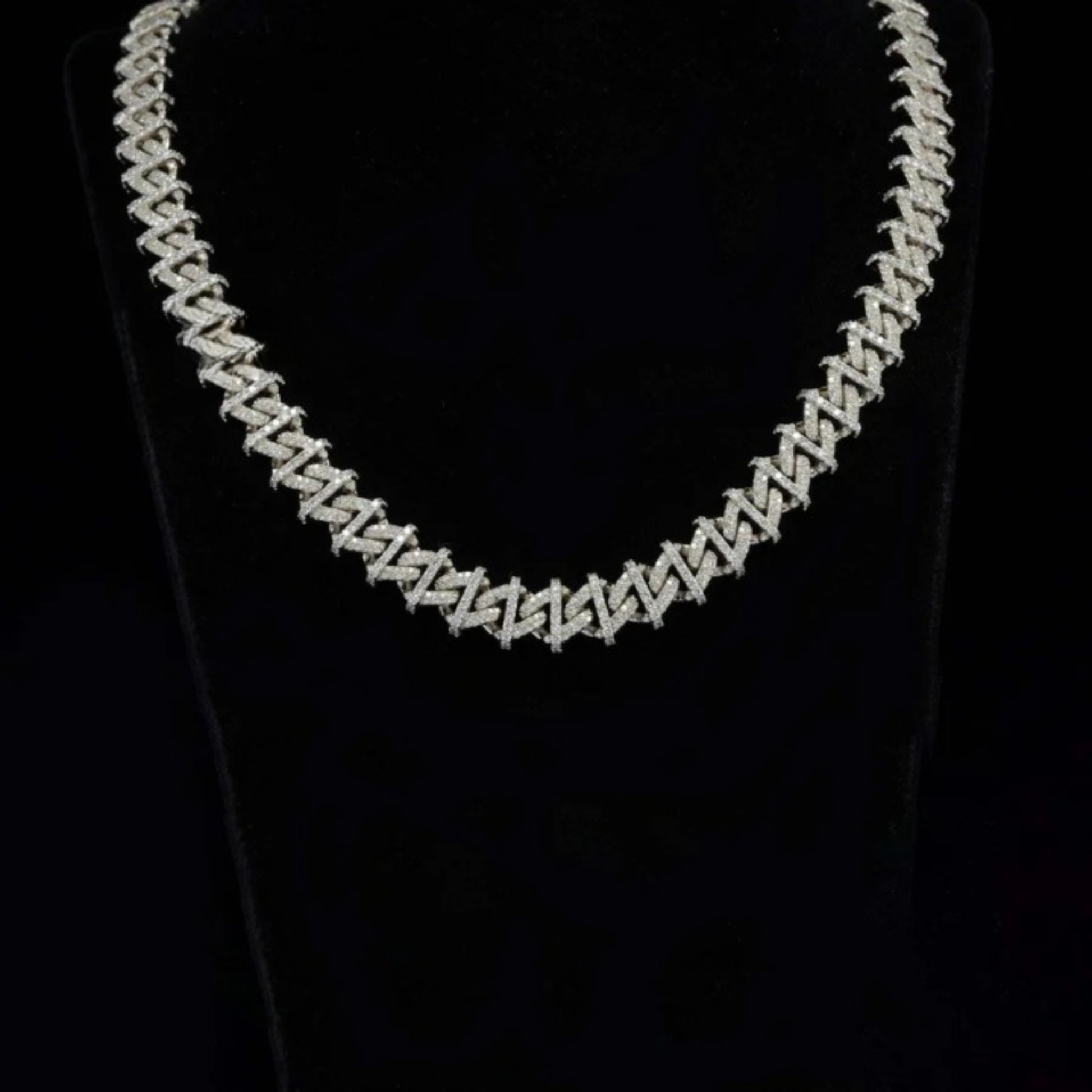 16mm Moissanite Diamond Embellished Hip Hop Style Unisex Cuban Link Chain