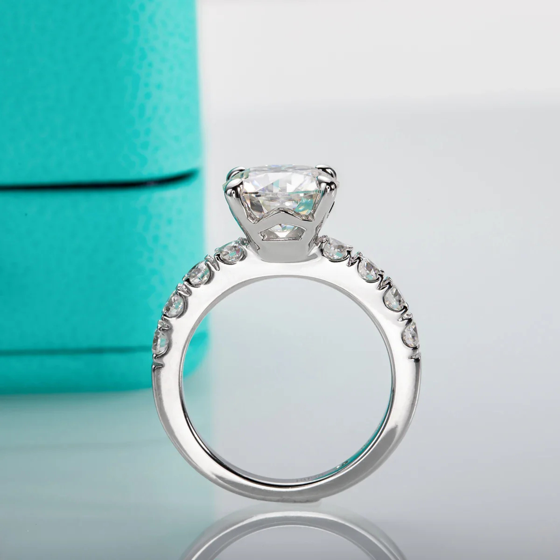 4.3 CT D Color Moissanite Engagement Ring