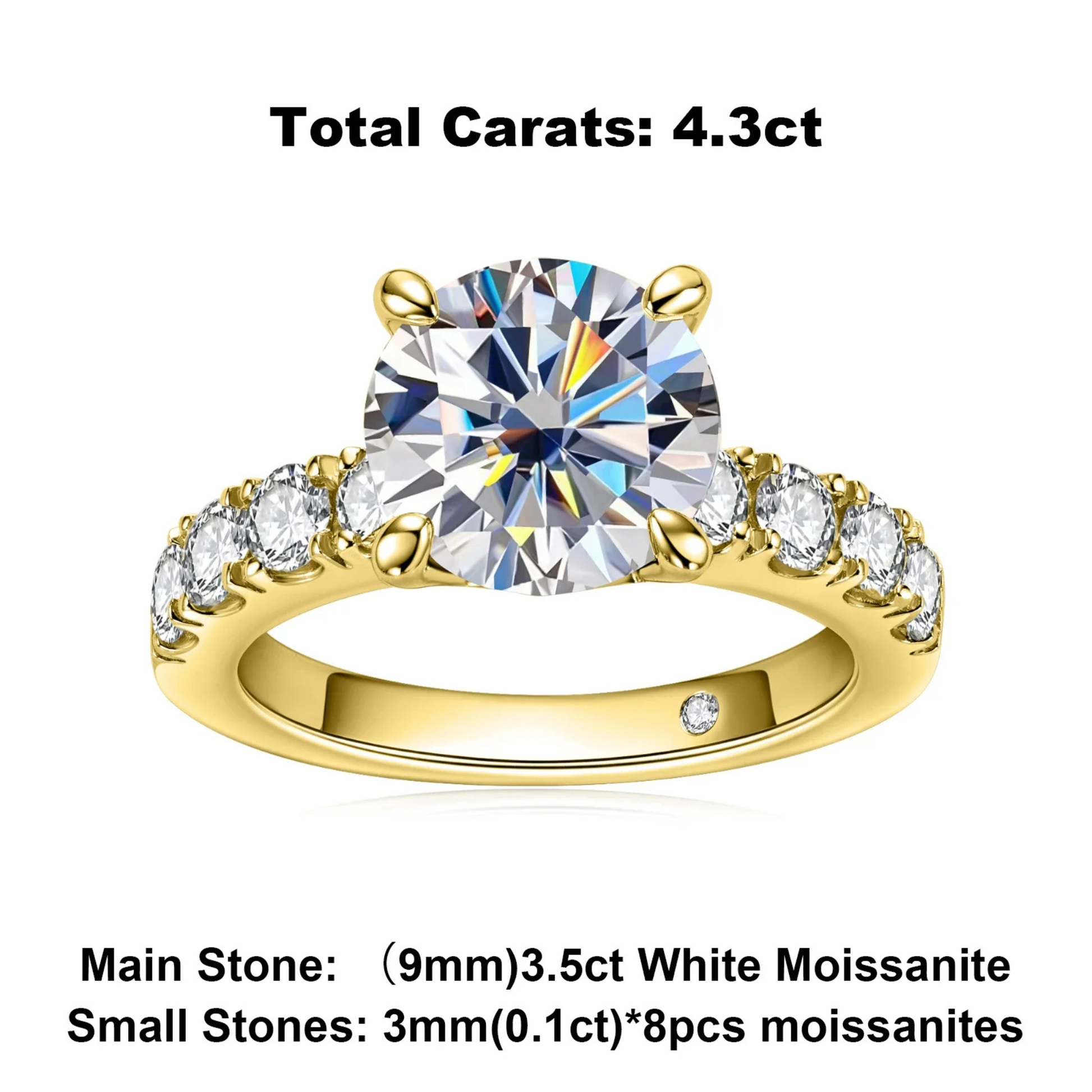 4.3 CT D Color Moissanite Engagement Ring
