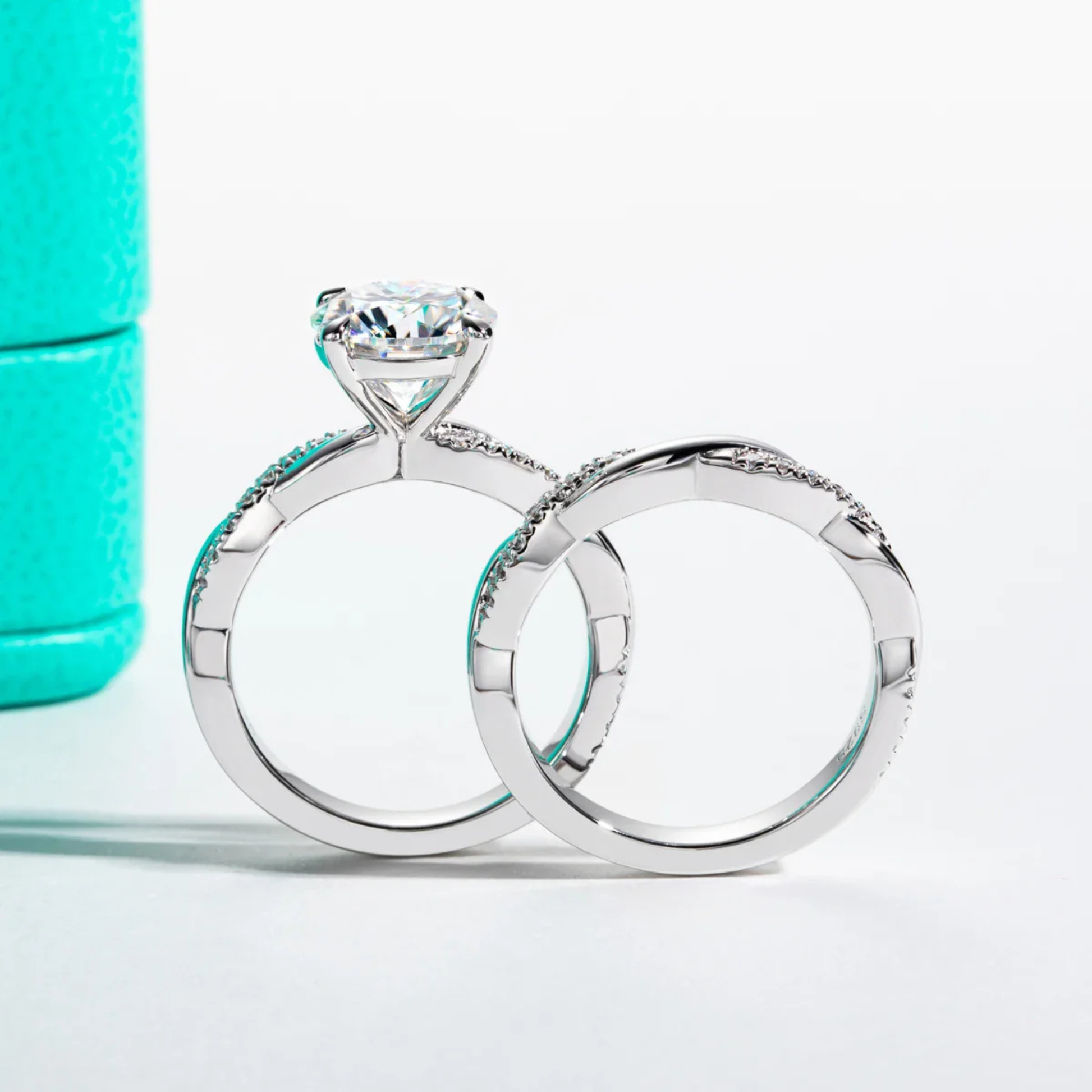 3 CT Round Cut Moissanite Engagment Bridal Ring Set
