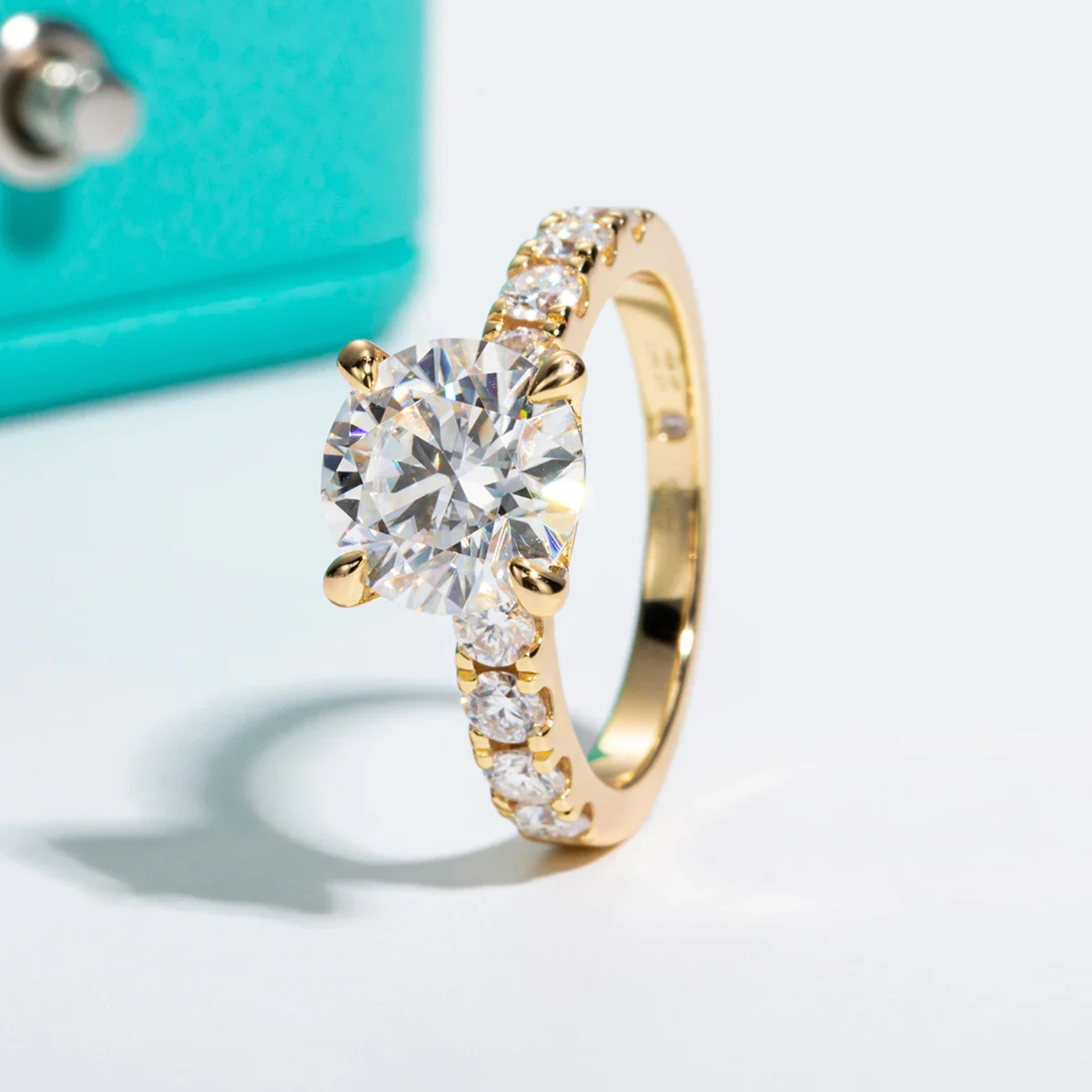 4.3 CT D Color Moissanite Engagement Ring