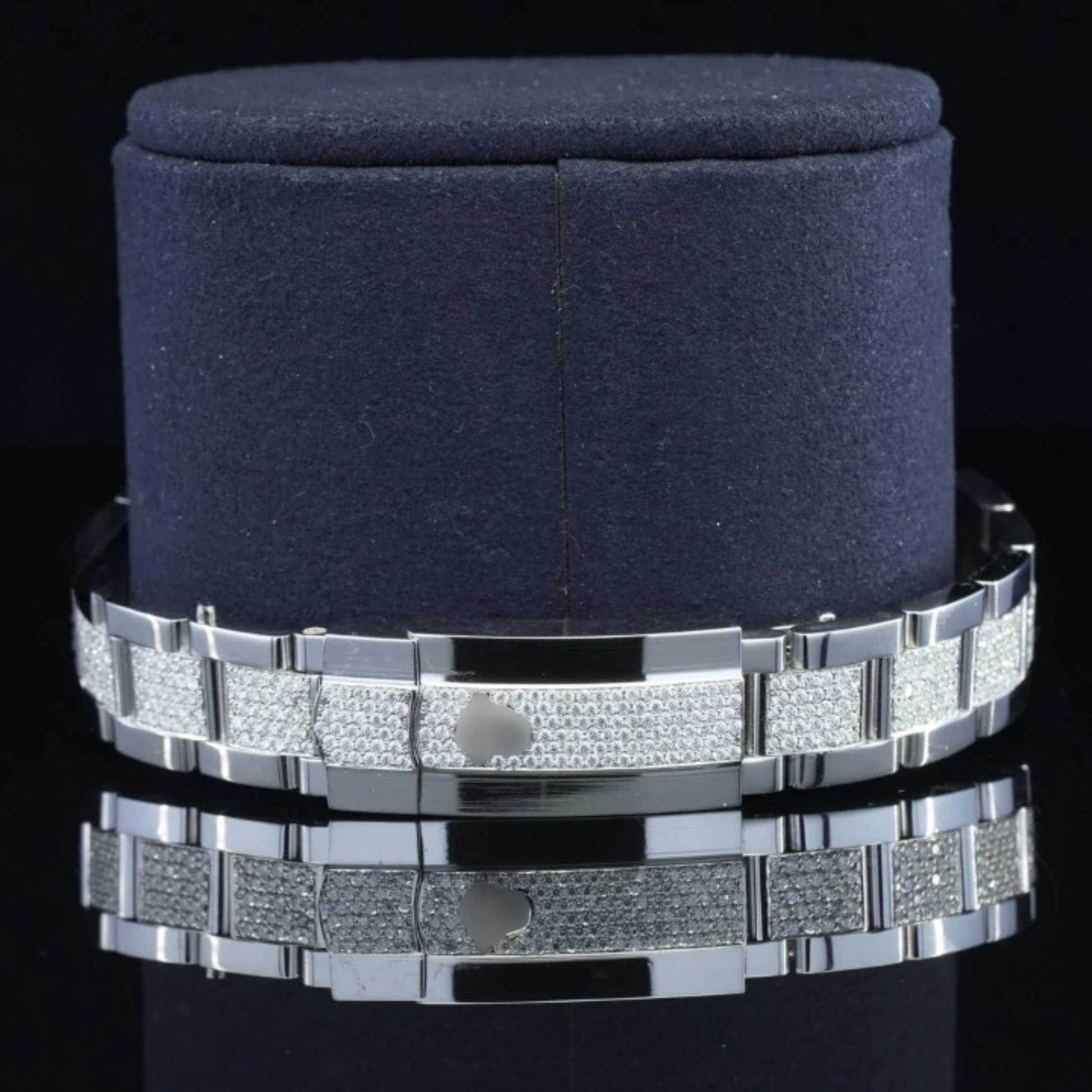Flower Style Moissanite Iced Out Automatic Silver Watch For Women