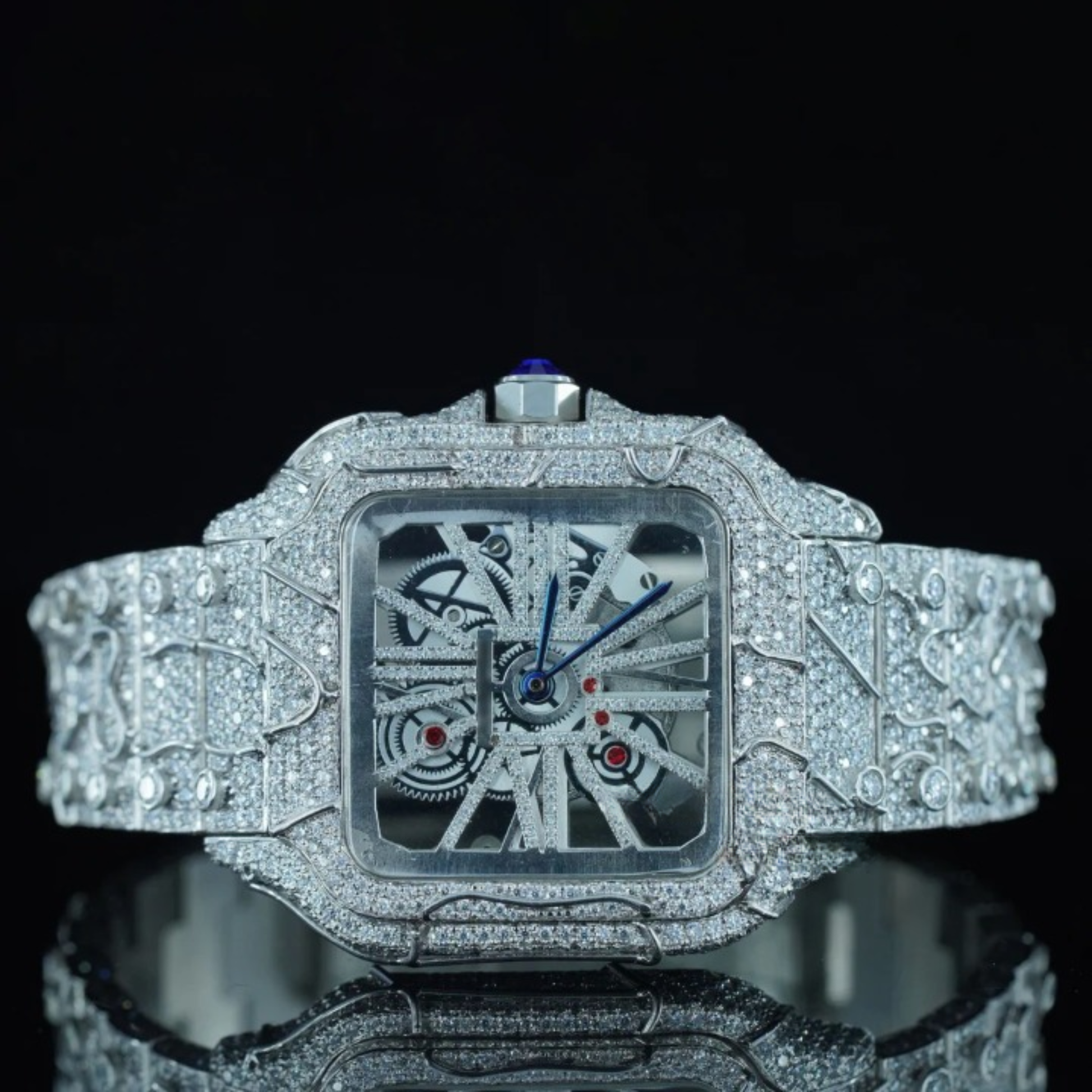 Moissanite Diamond Watch In Snake Skin Style Fully Iced Out Watch
