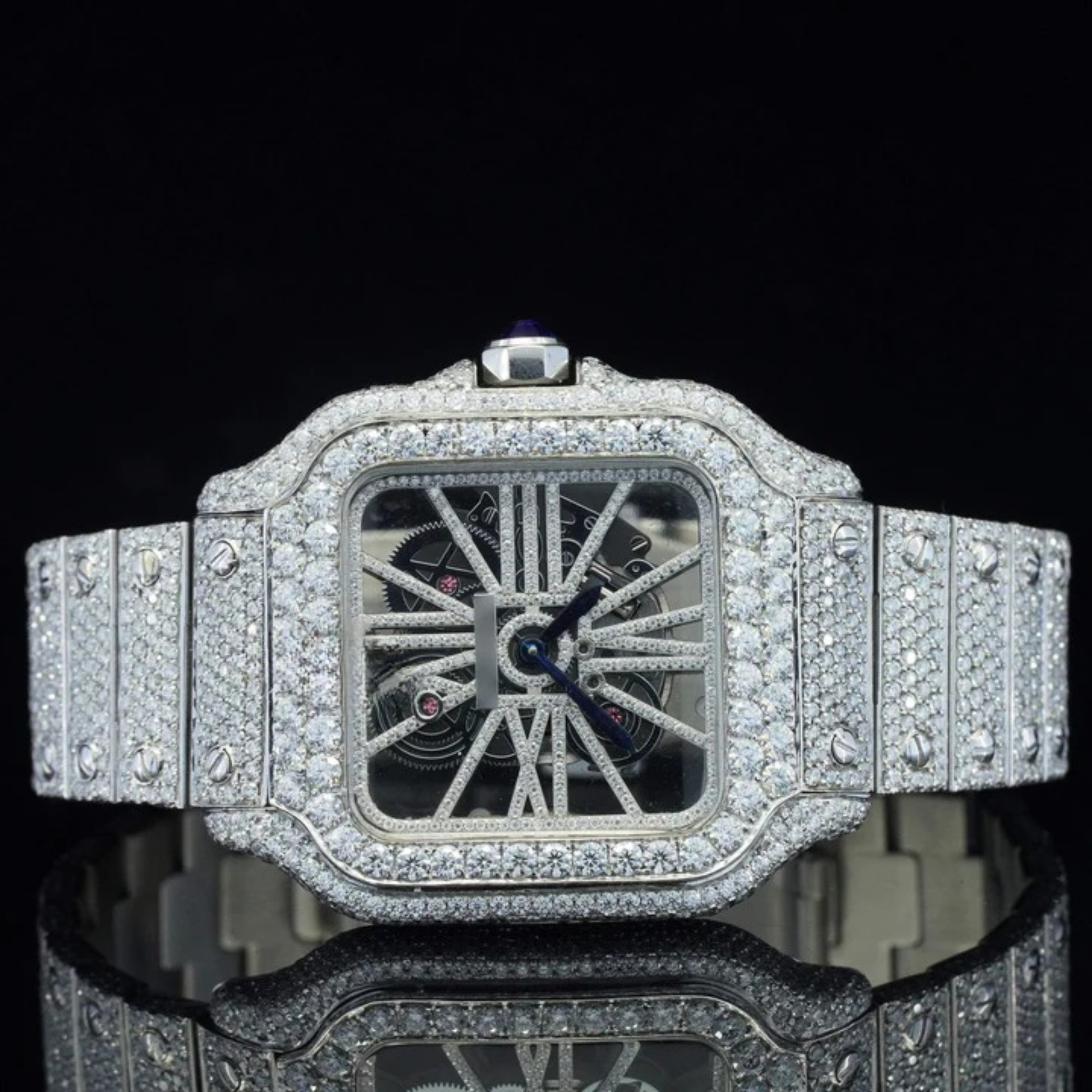 Moissanite Diamond Watch In Unique Style Fully Iced Out Watch