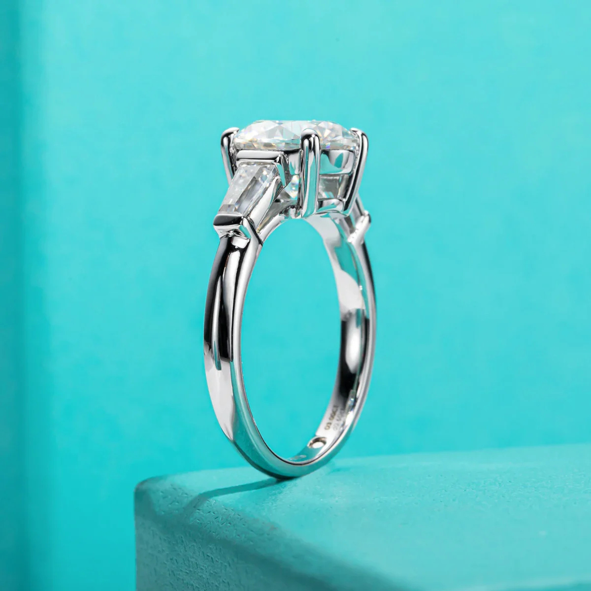 3.78 CTTW Pear Cut Moissanite Bridal Ring Set