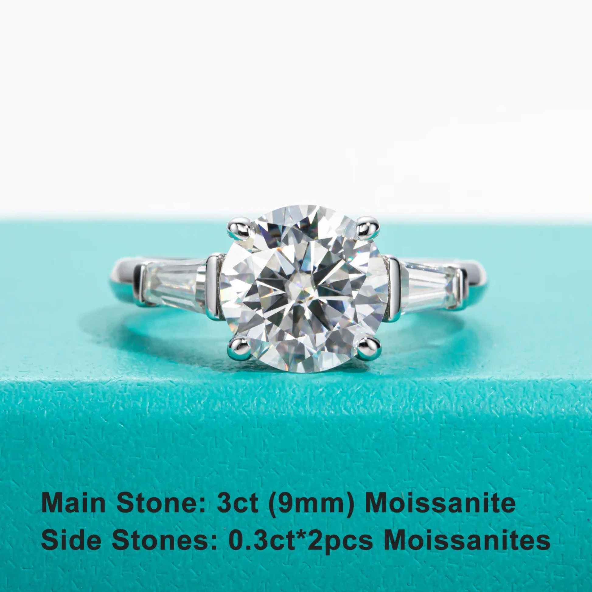 3 CT Round Cut Moissanite Engagement Ring