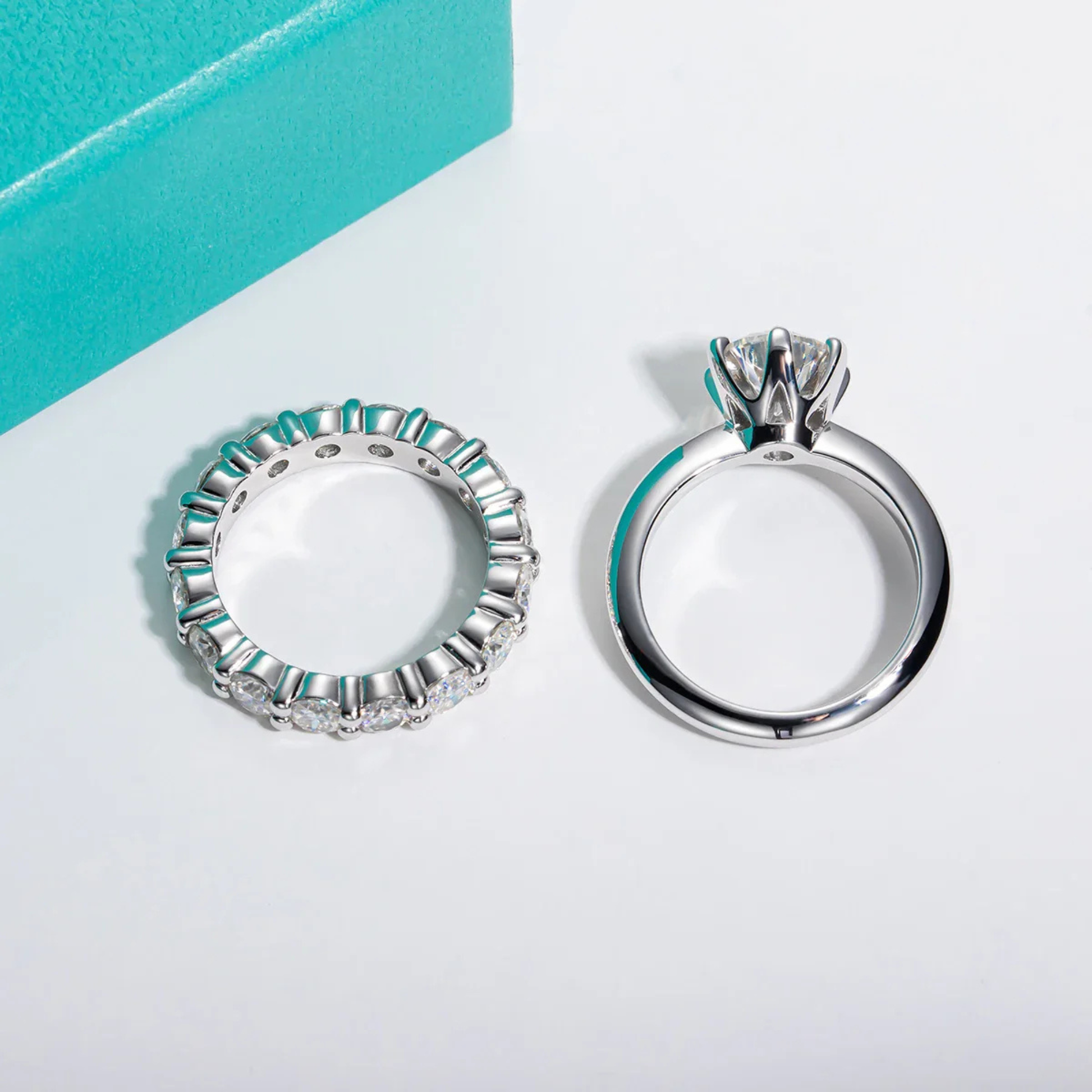 2 CT Round Cut Moissanite Ring Set