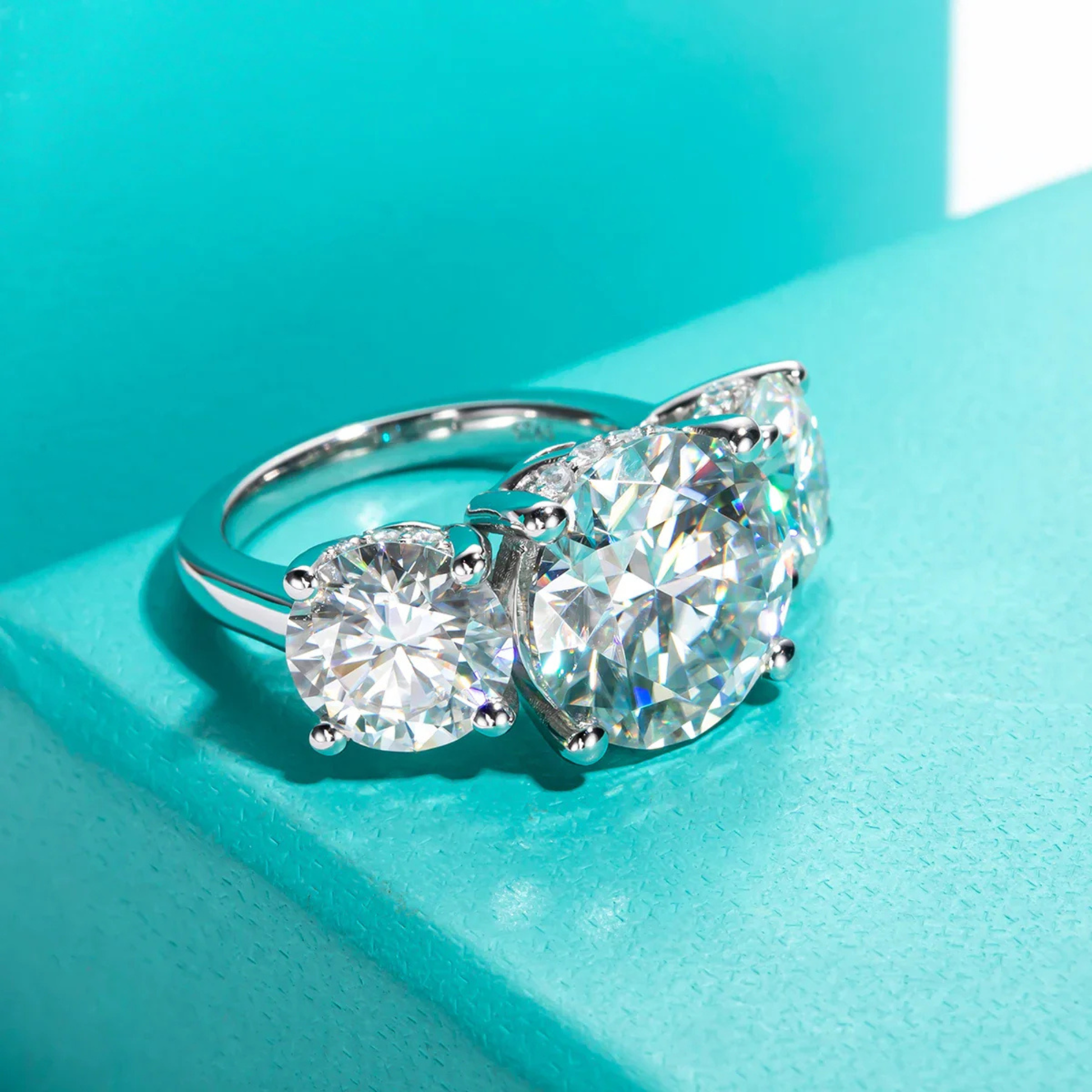 11 CTTW Round Cut Moissanite Engagement Ring
