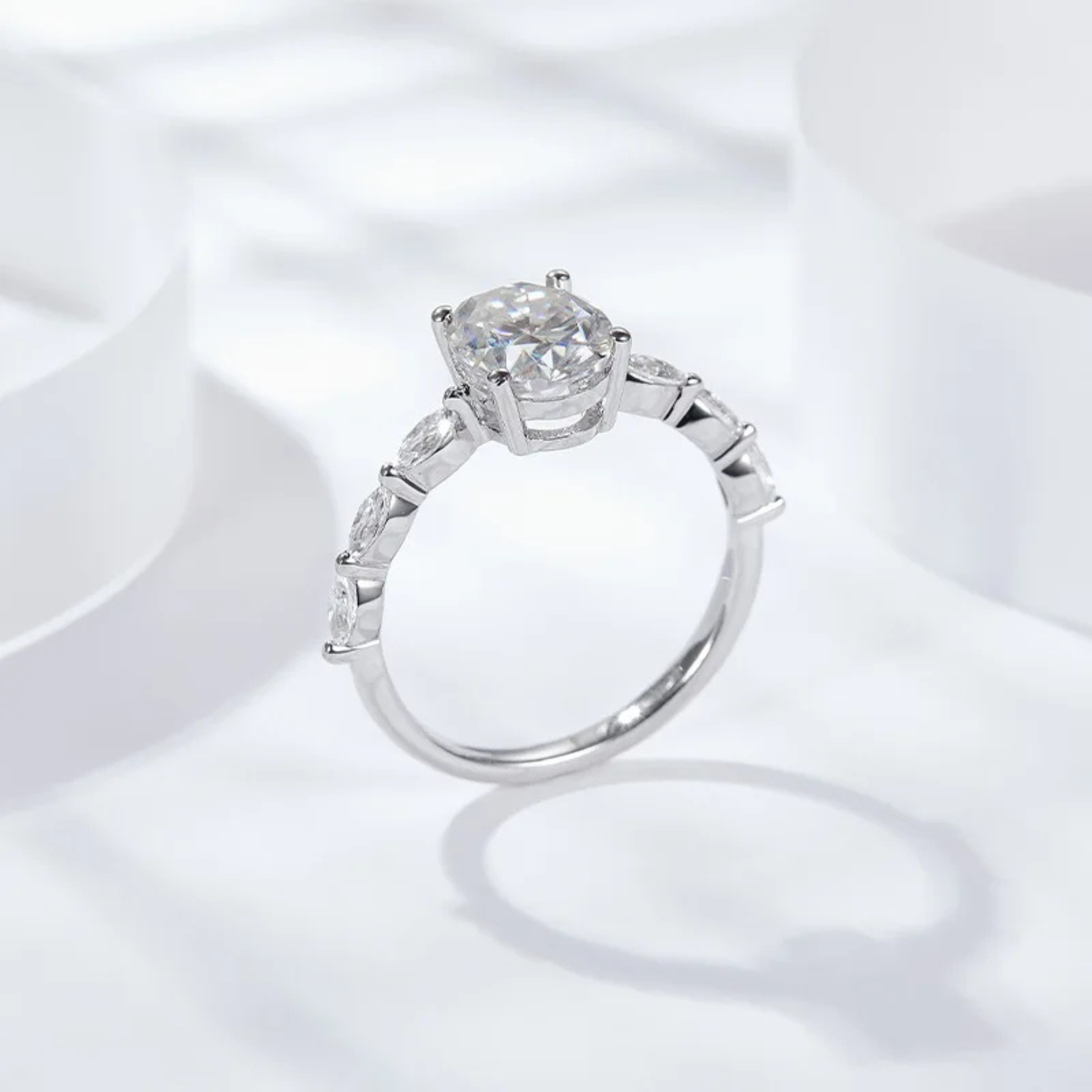 2CT Oval Cut Moissanite Engagement Ring
