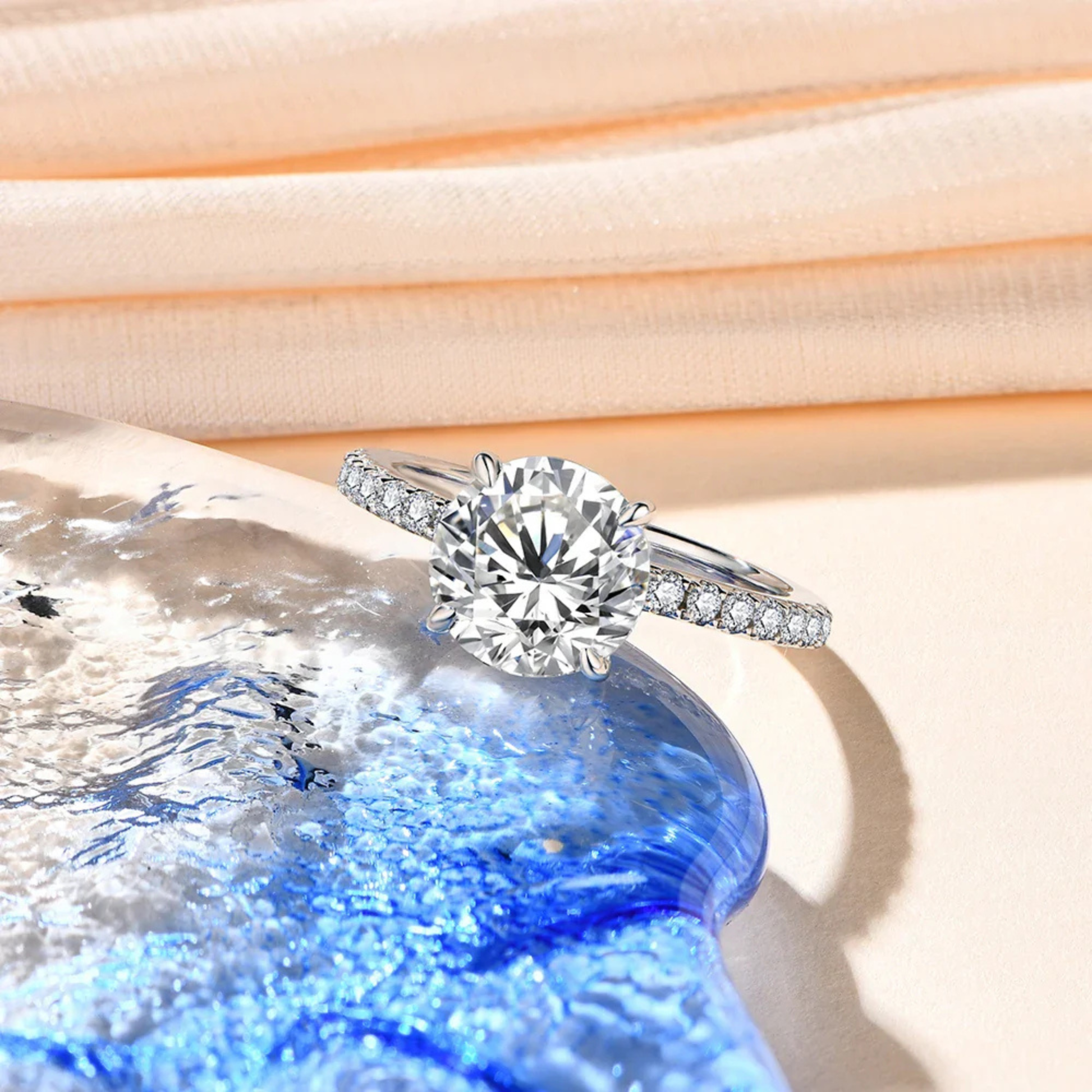 3 CT VVS1 D Color Moissanite Engagement Ring