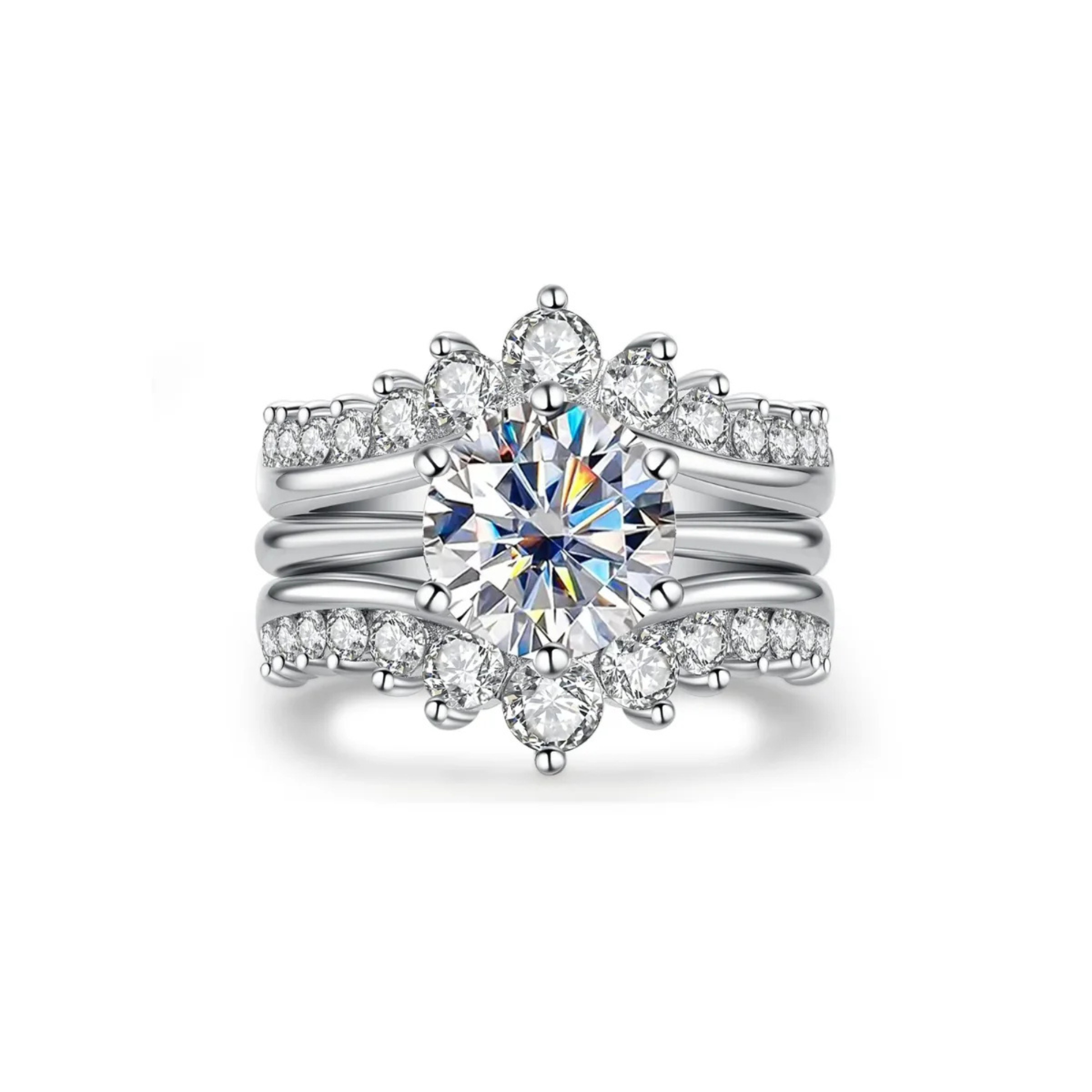 3 CT Round Cut Moissanite Engagement Bridal Set