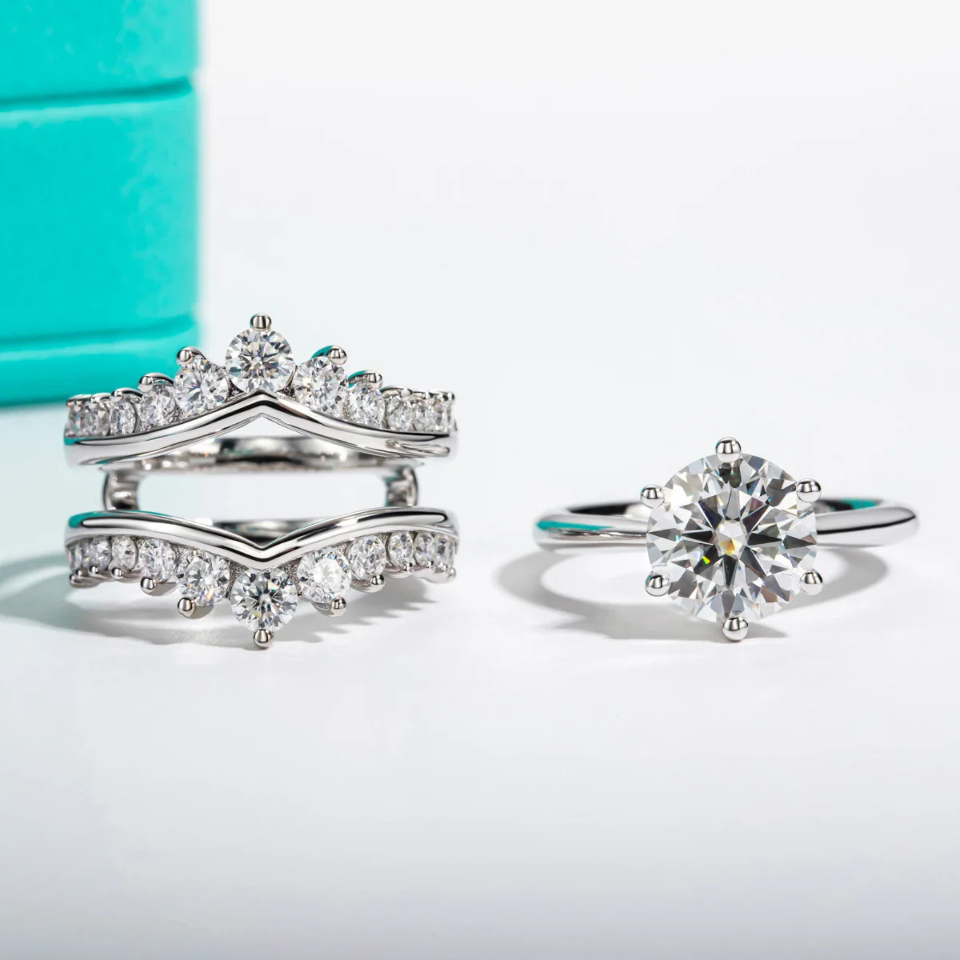 3 CT Round Cut Moissanite Engagement Bridal Set