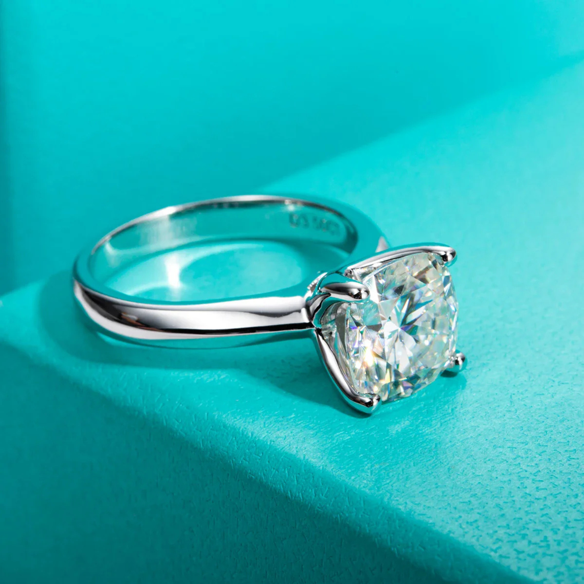 3.5 CT Cushion Cut Moissanite Engagement Ring