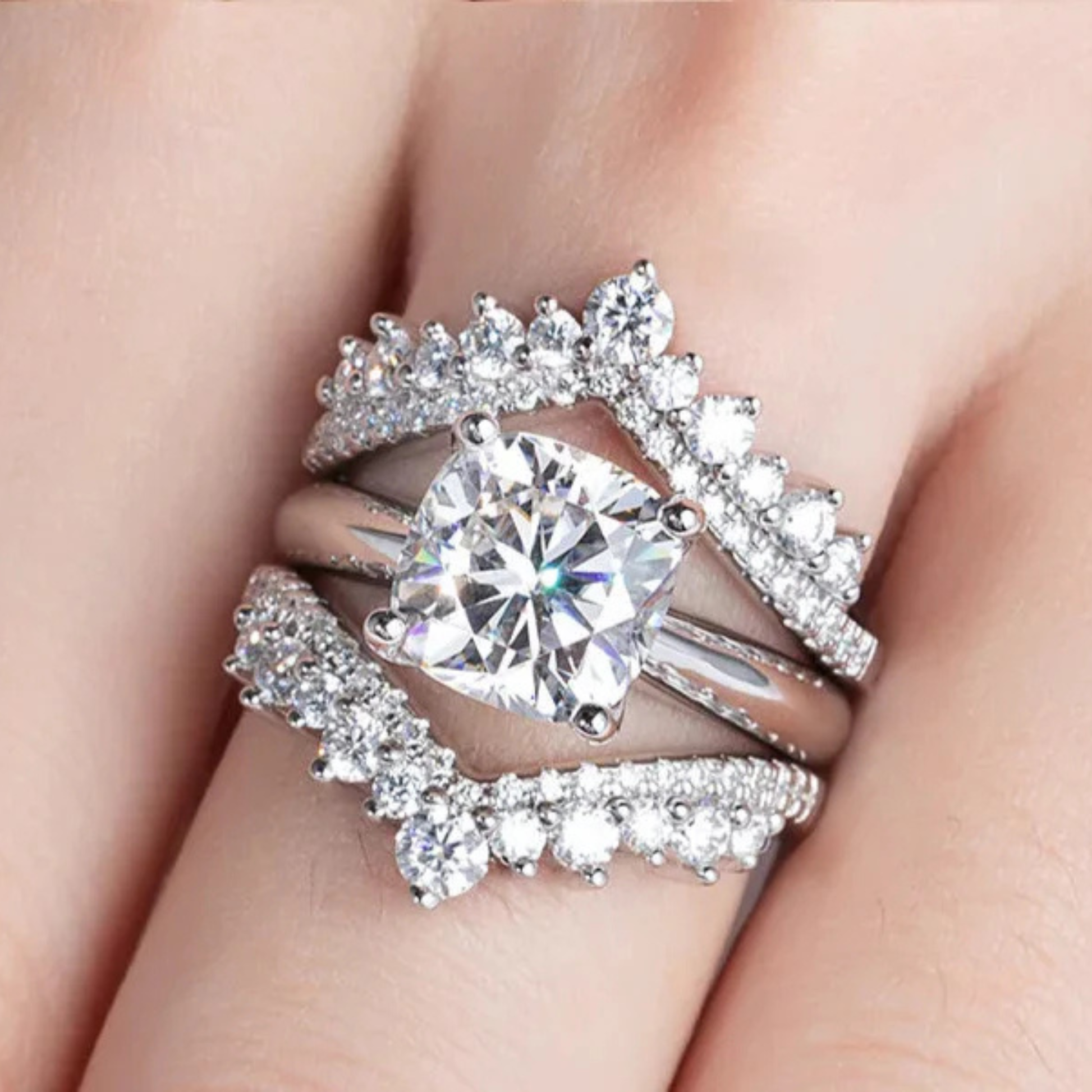 3.5 CT Cushion Cut Moissanite Engagement Ring