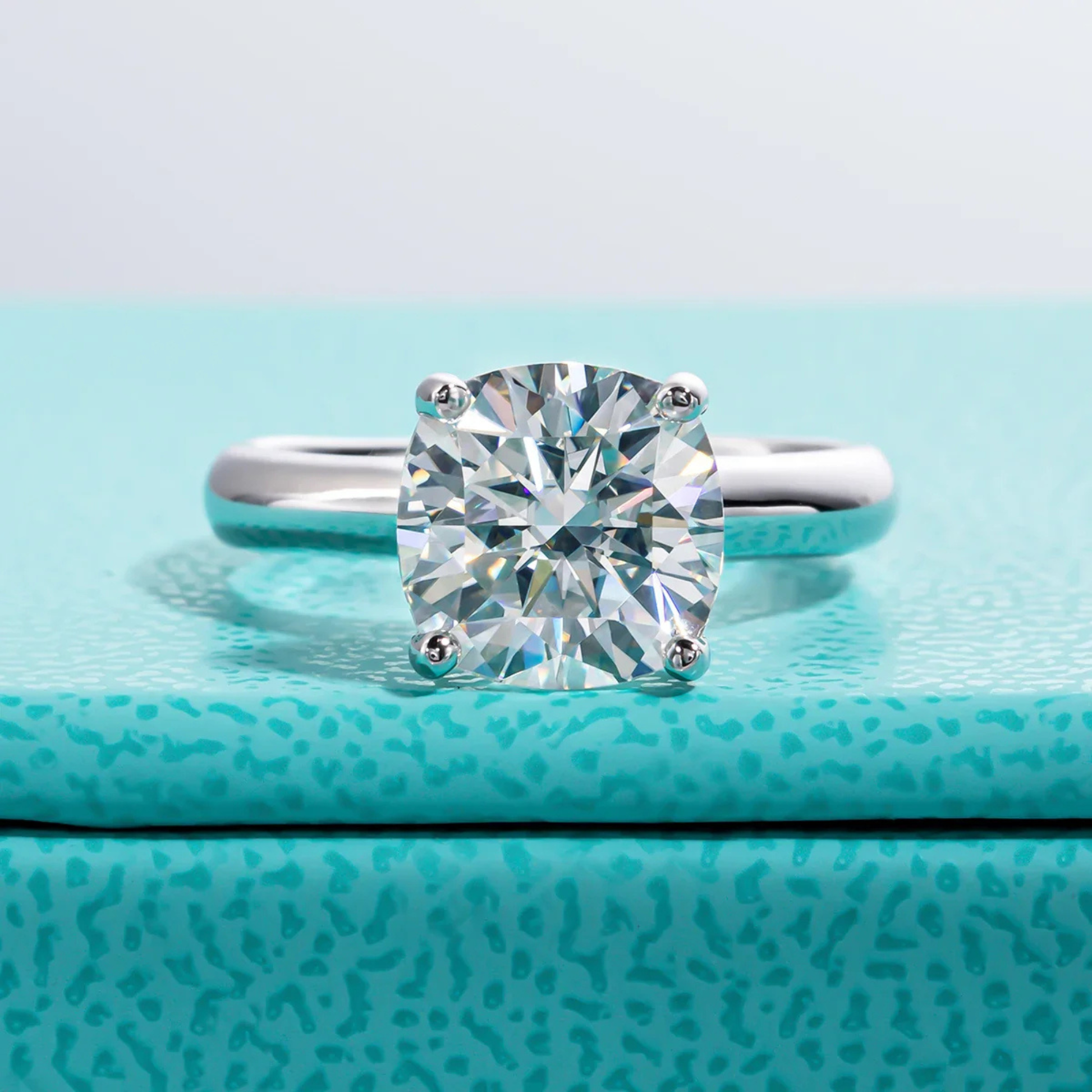 3.5 CT Cushion Cut Moissanite Engagement Ring