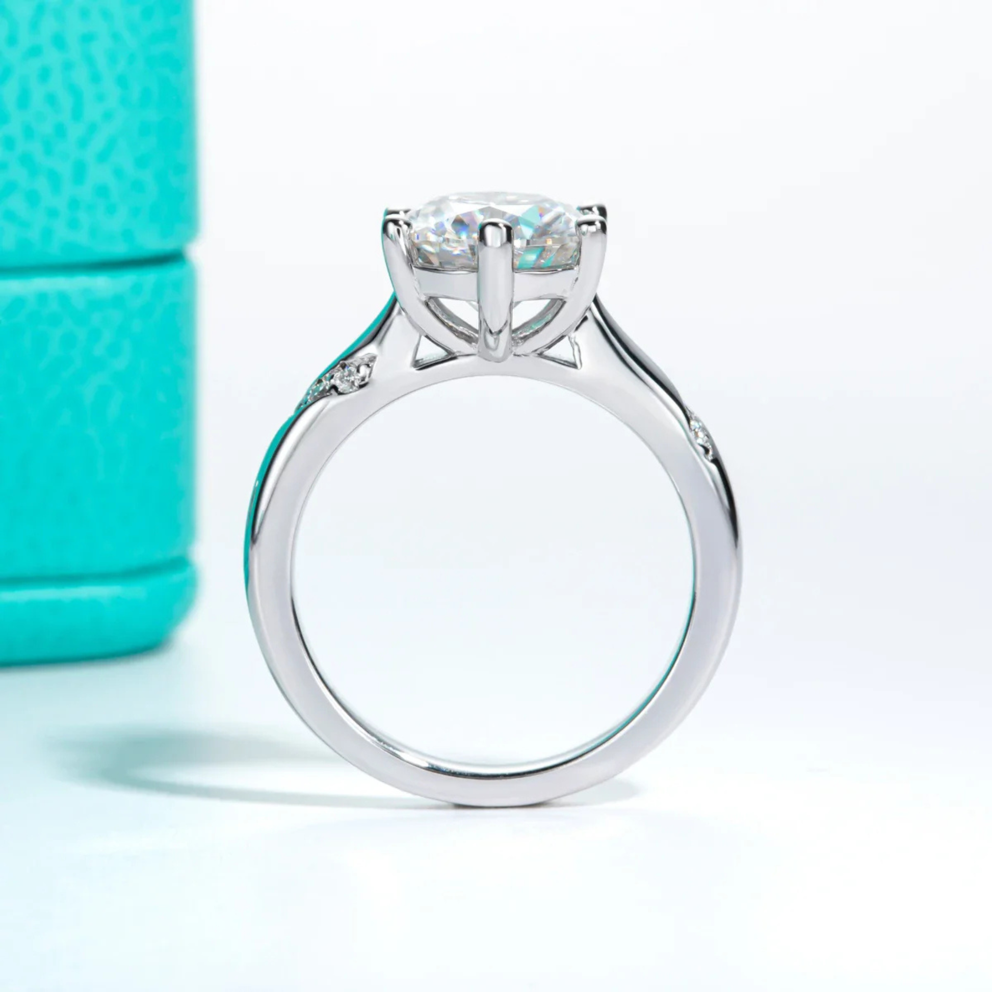3 CT Round Cut D Color Moissanite Engagement Ring