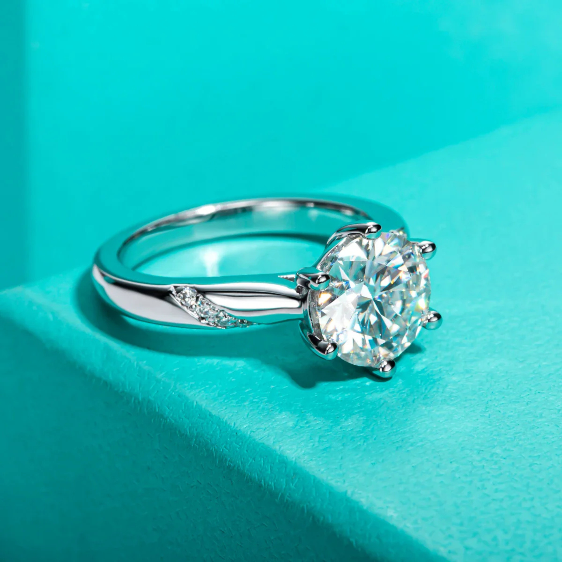 3 CT Round Cut D Color Moissanite Engagement Ring