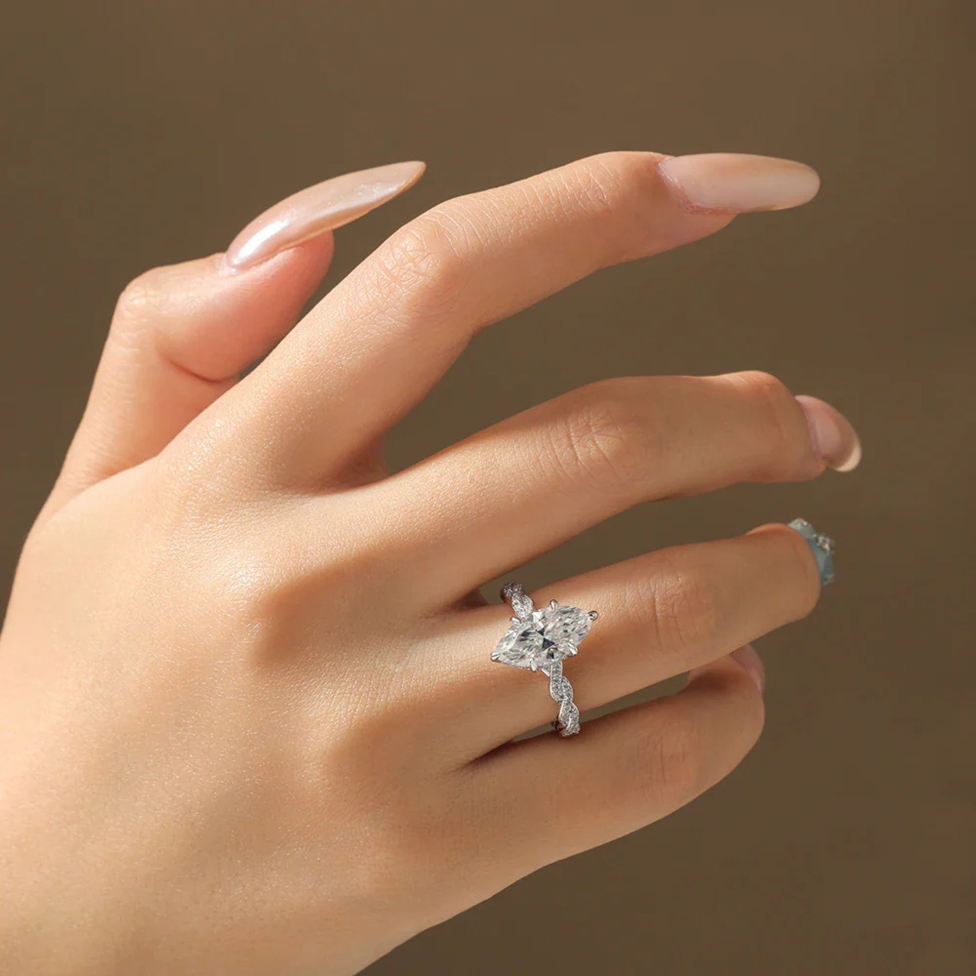 3 CT Marquise Cut Moissanite Engagement Ring