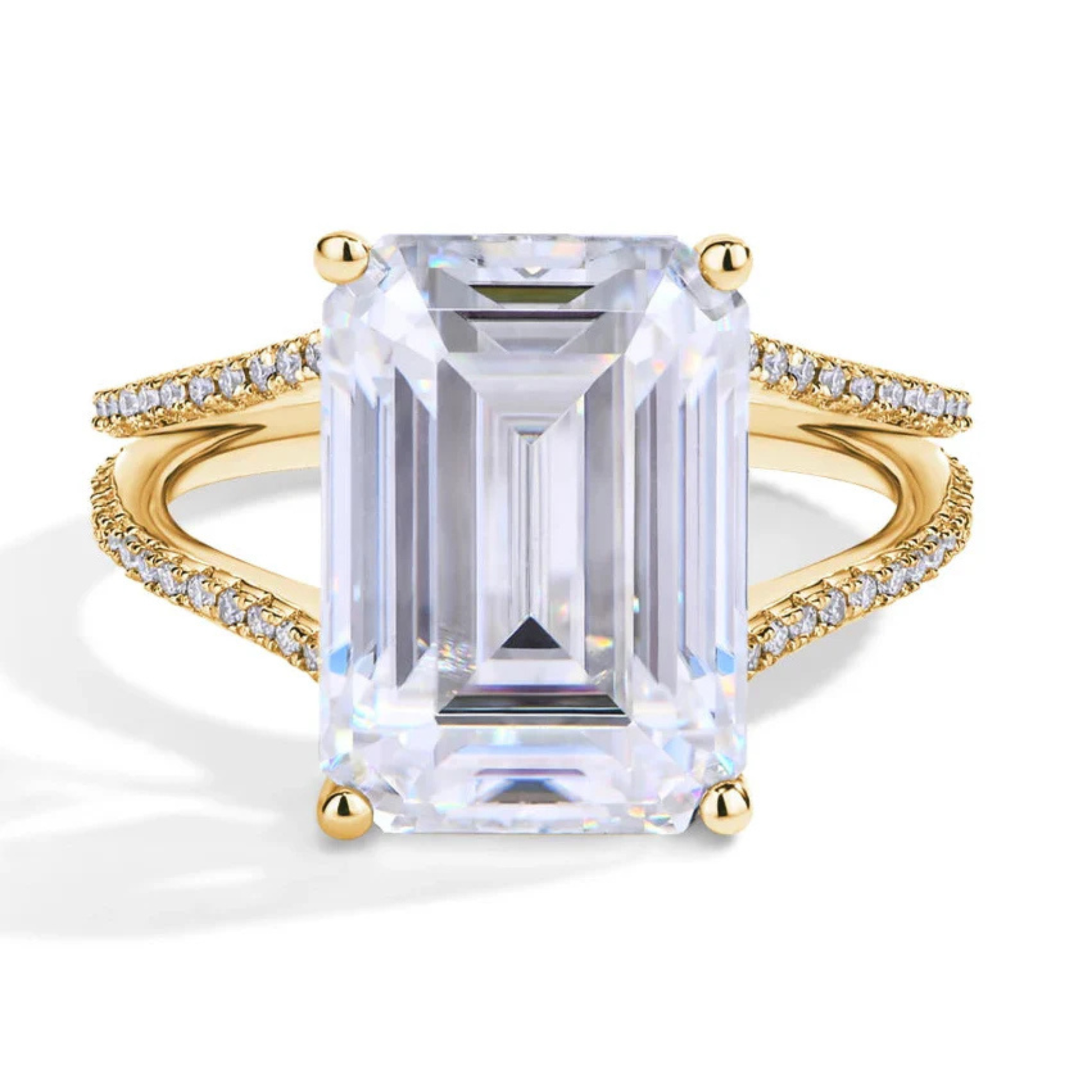 10 CT Emerald Cut Moissanite Engagement Ring