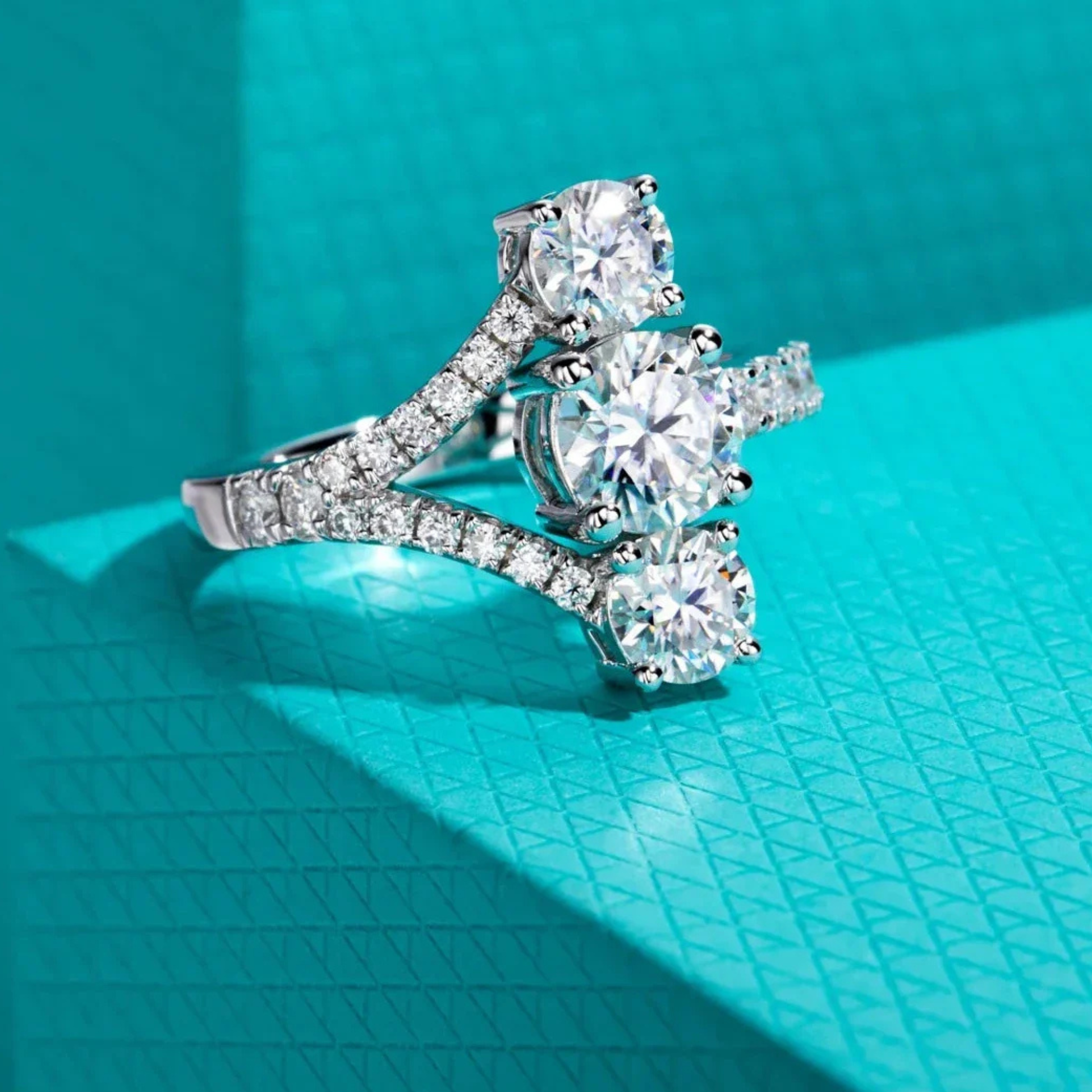 2.36 CTTW Three Stone Moissanite Engagement Ring