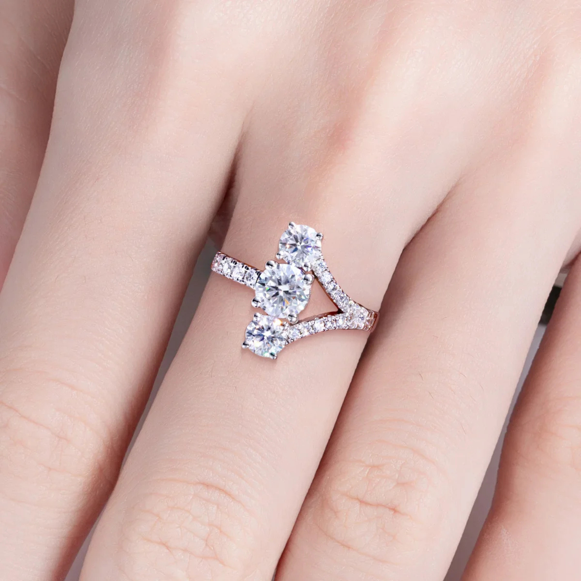 2.36 CTTW Three Stone Moissanite Engagement Ring