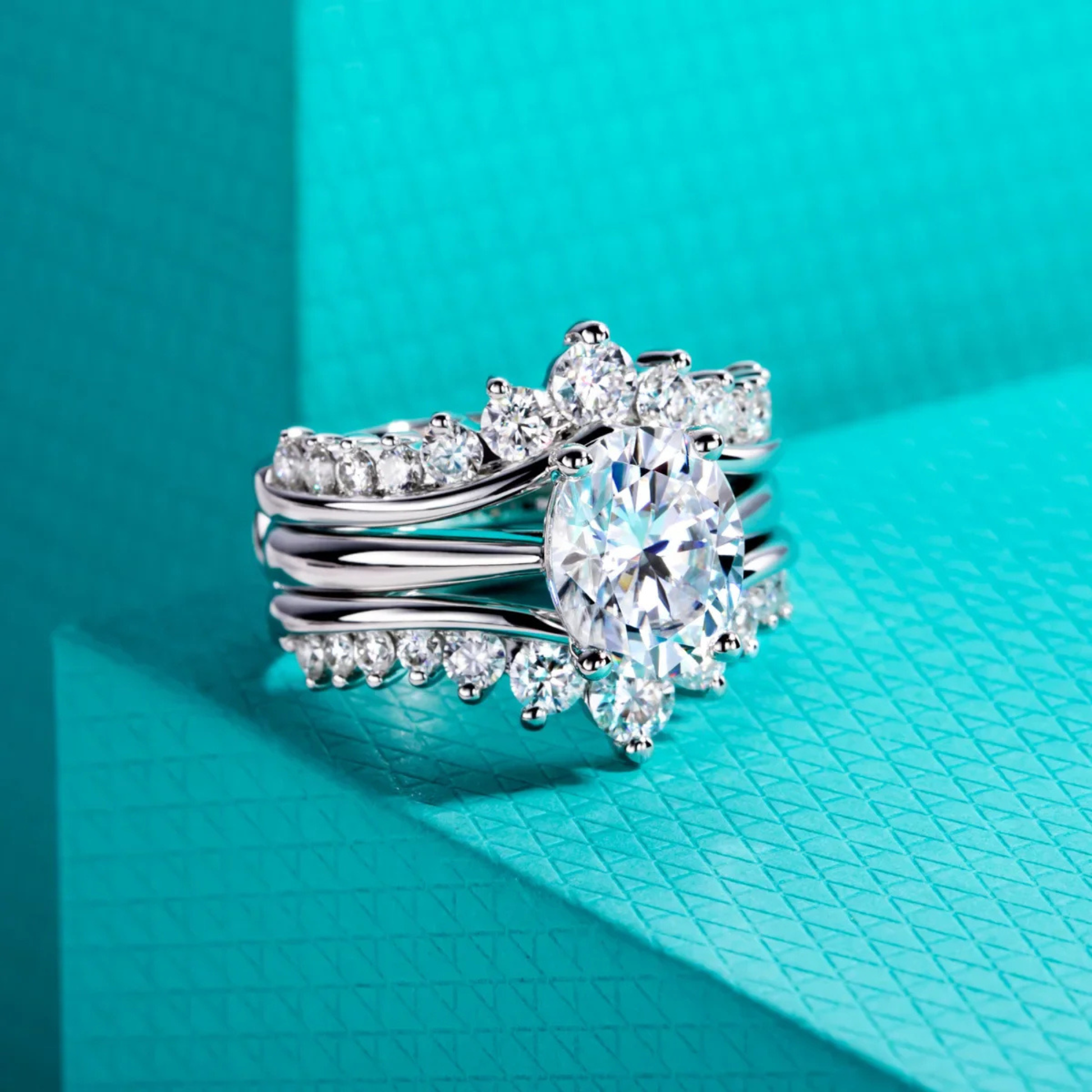 3 CT Oval Cut Moissanite Bridal Set Ring
