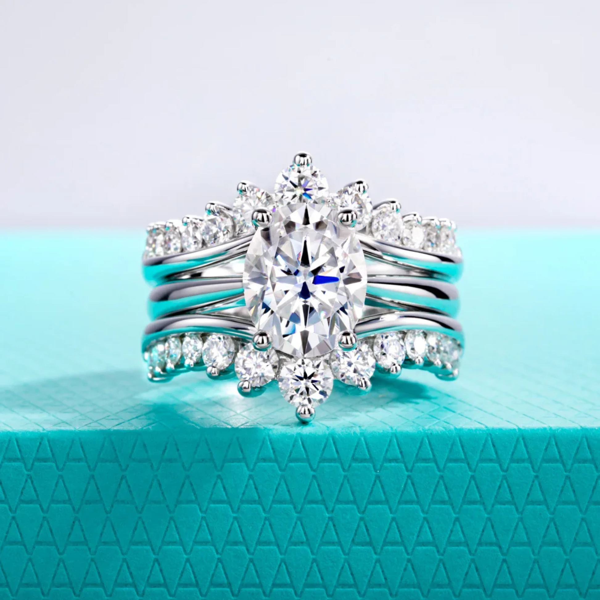 3 CT Oval Cut Moissanite Bridal Set Ring