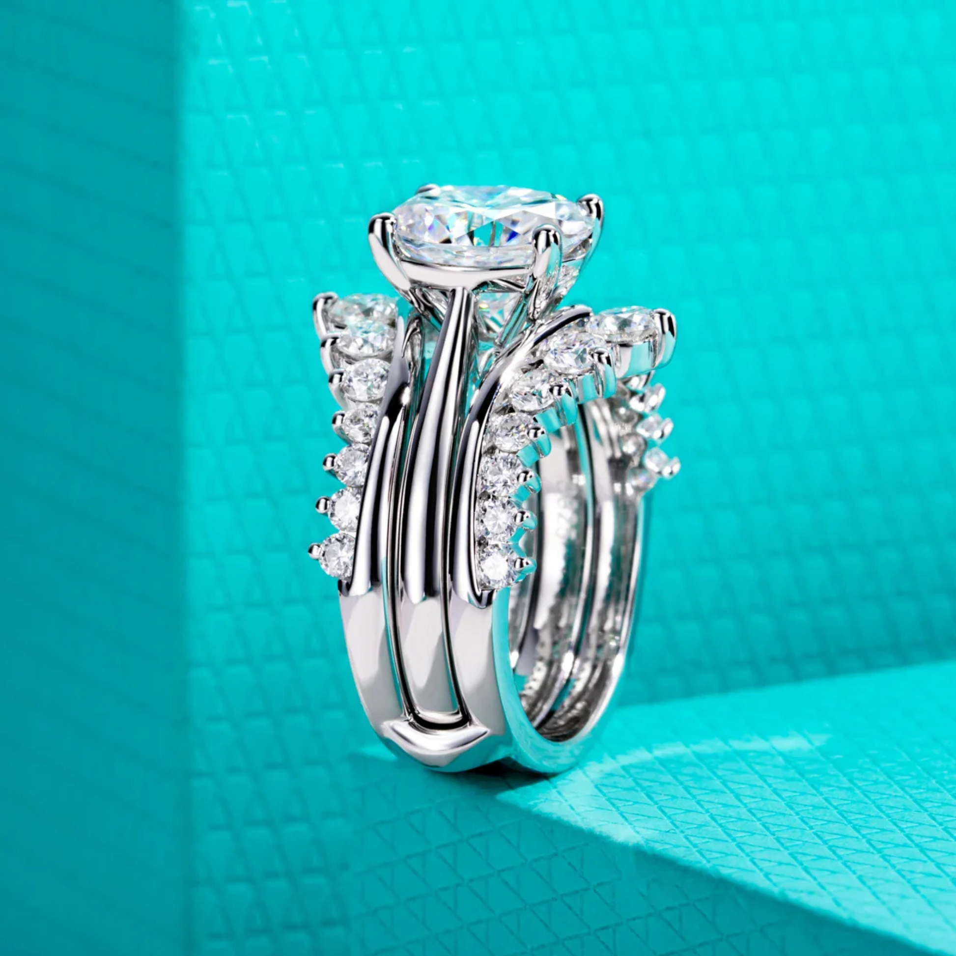 3 CT Oval Cut Moissanite Bridal Set Ring