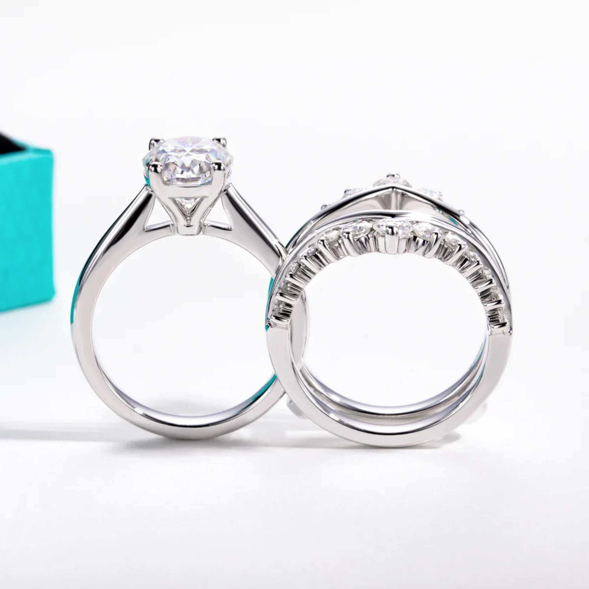 3 CT Oval Cut Moissanite Bridal Set Ring