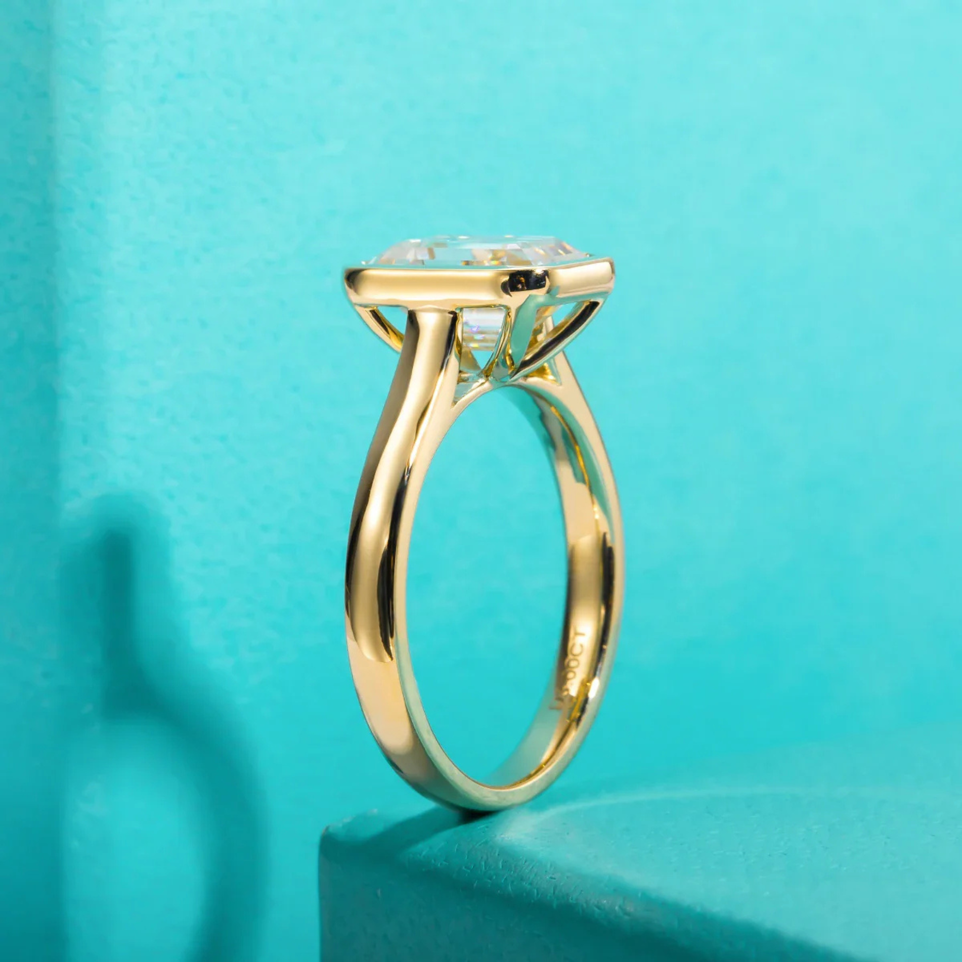 3CT Emerald Cut D Color Moissanite Engagement Ring