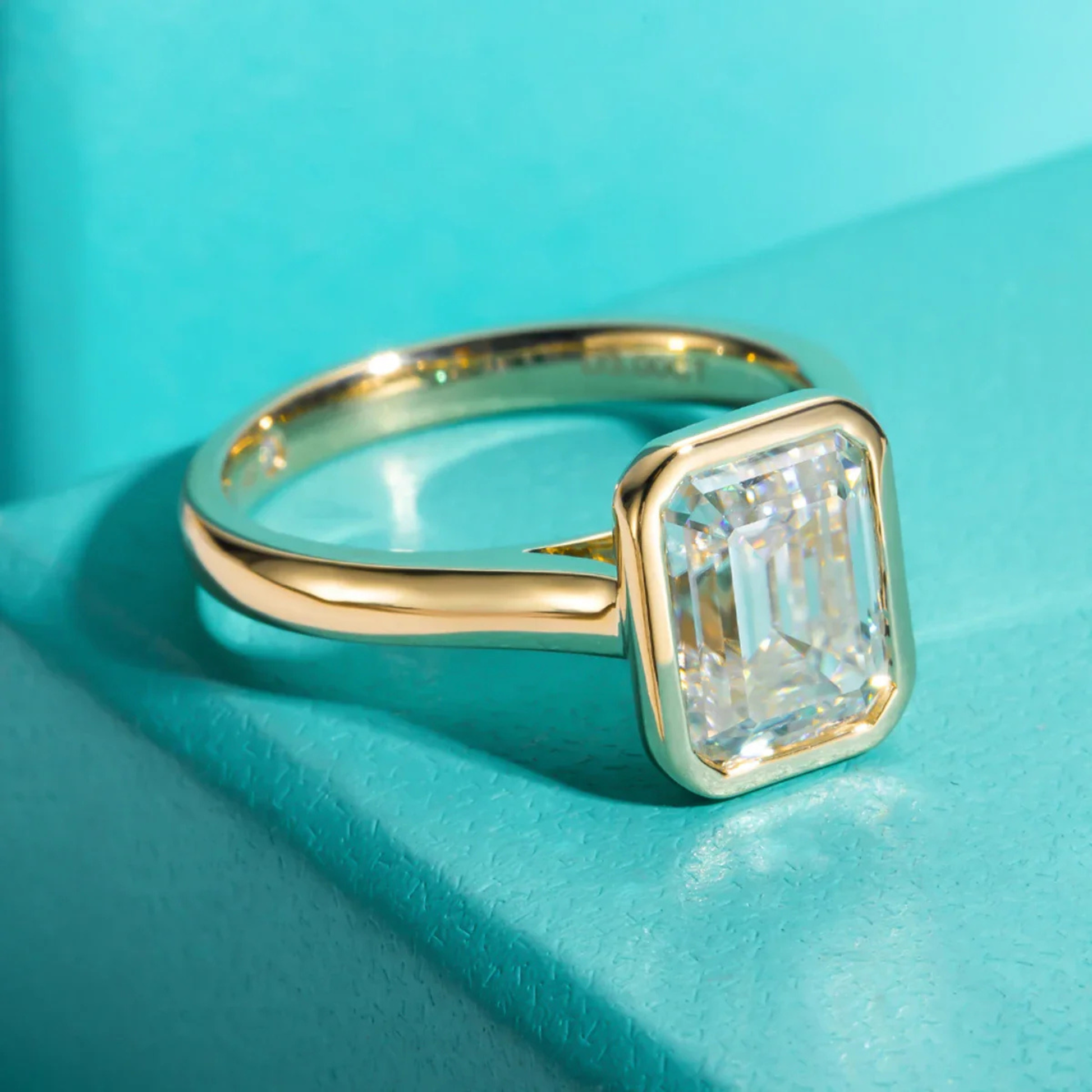 3CT Emerald Cut D Color Moissanite Engagement Ring