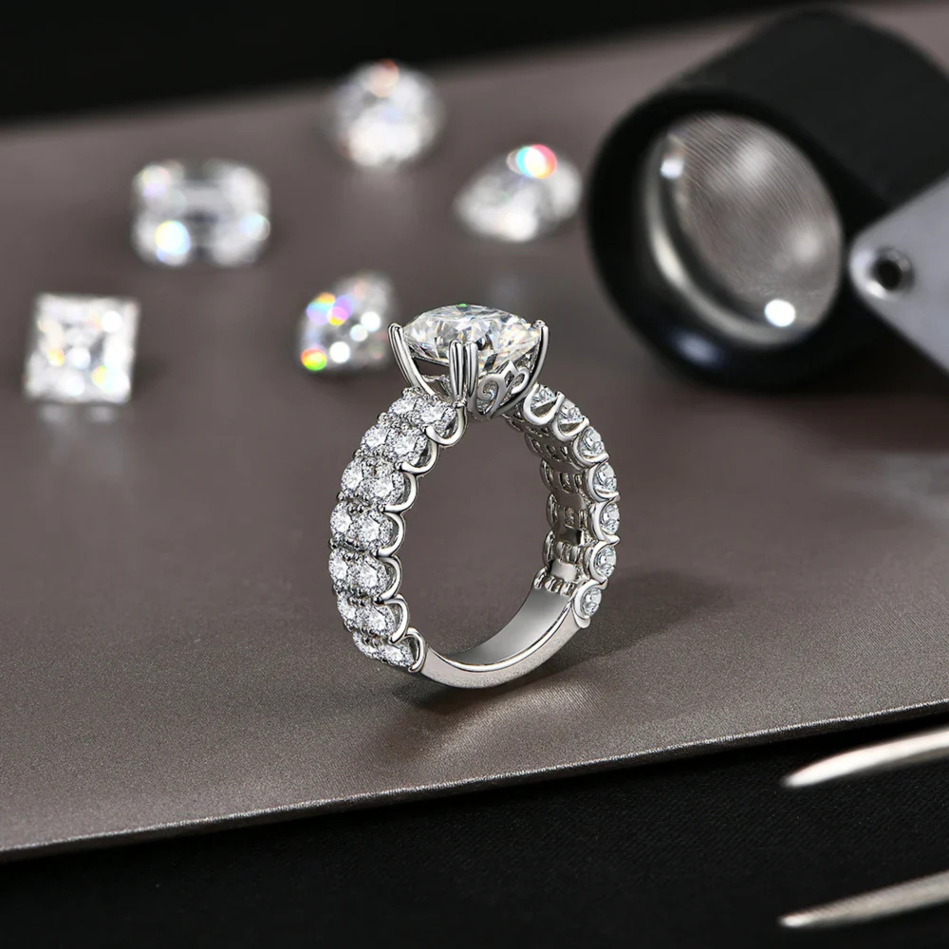10*8mm Cushion Cut Moissanite Engagement Ring