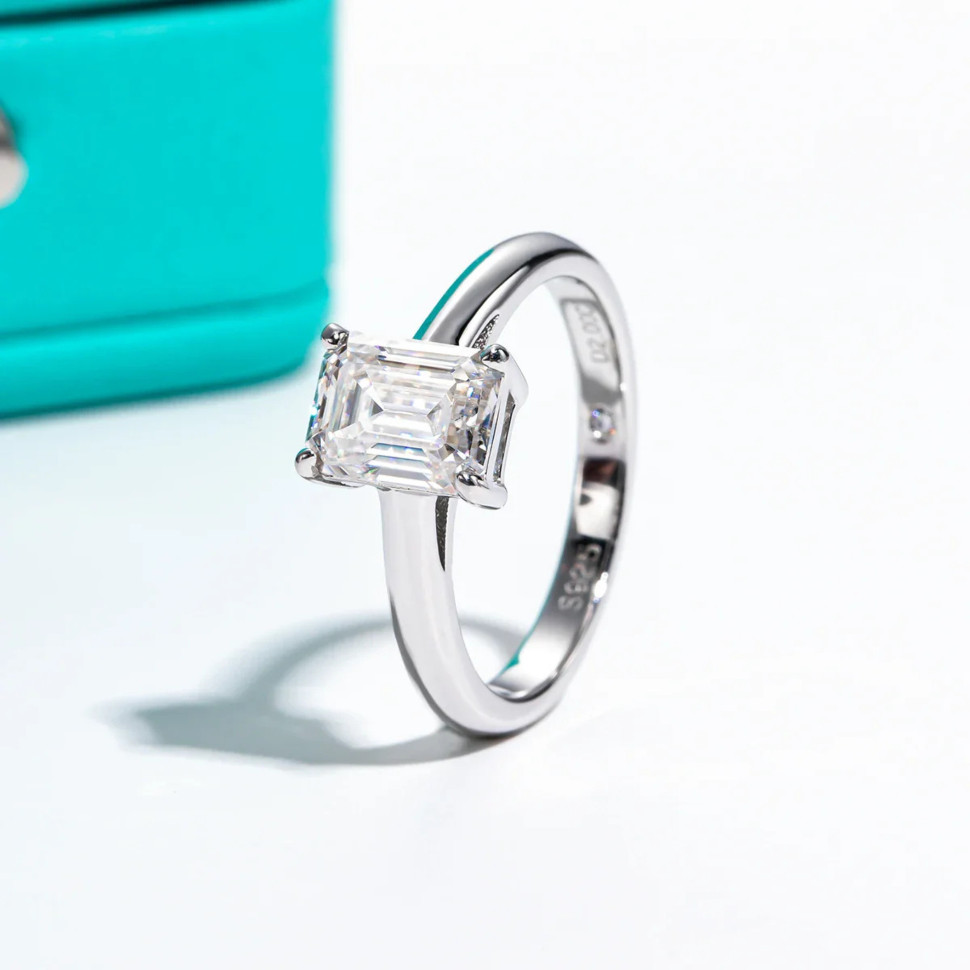 2 CT Emerald Cut Moissanite Engagement Ring