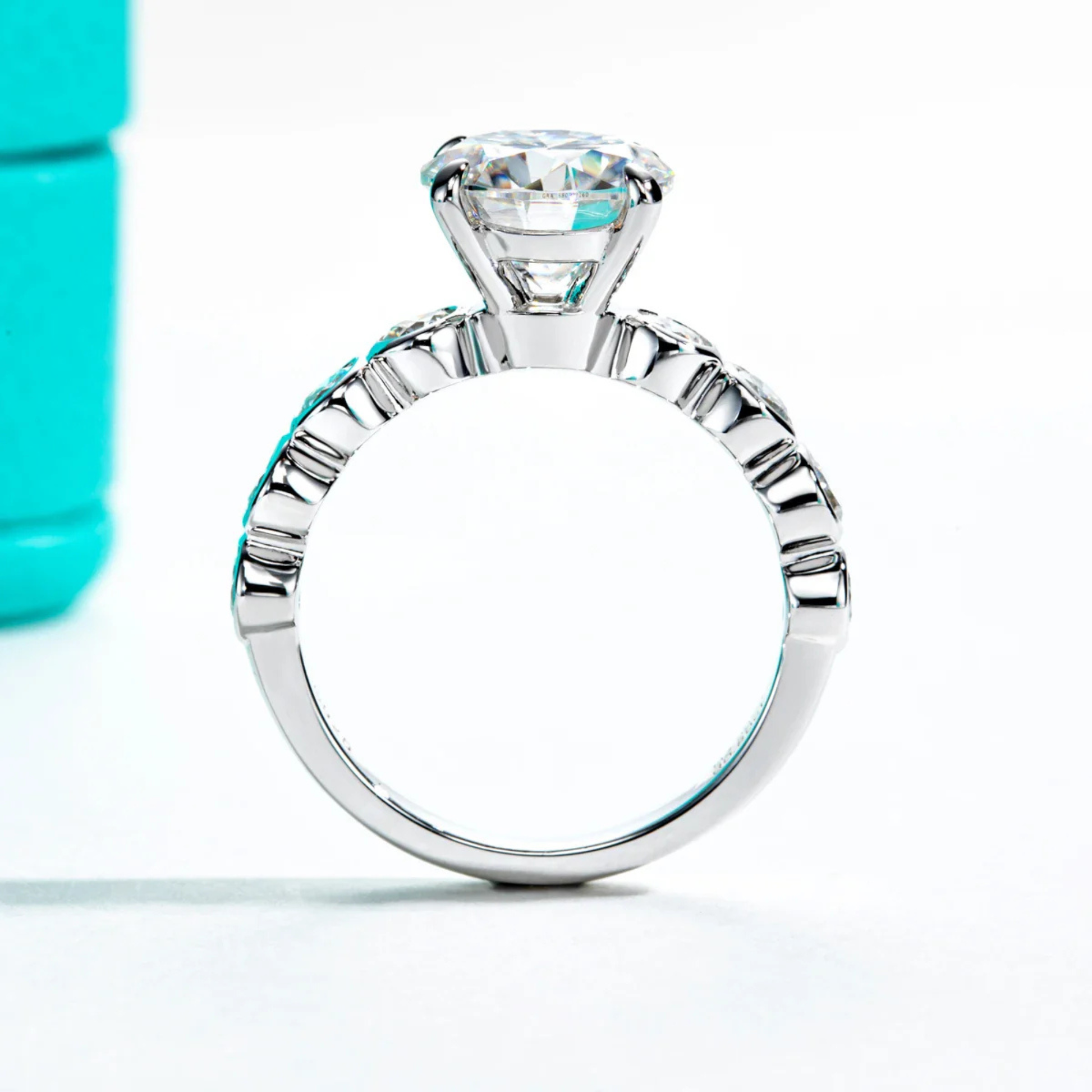 3 CT Round Cut Moissanite Engagement Ring Set