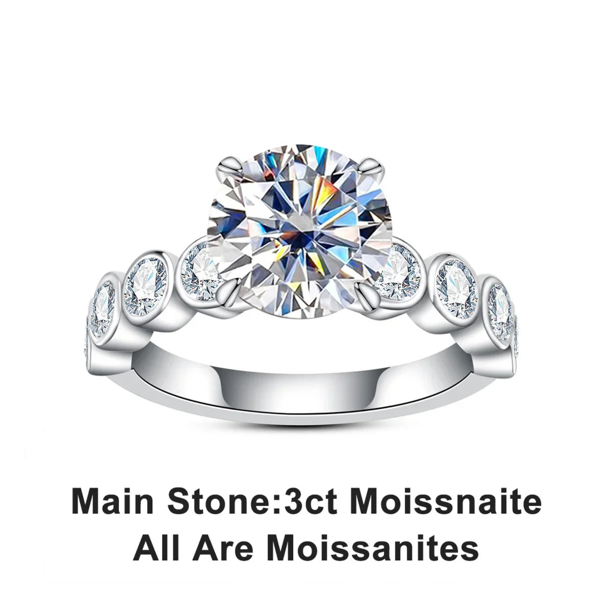 3 CT Round Cut Moissanite Engagement Ring Set