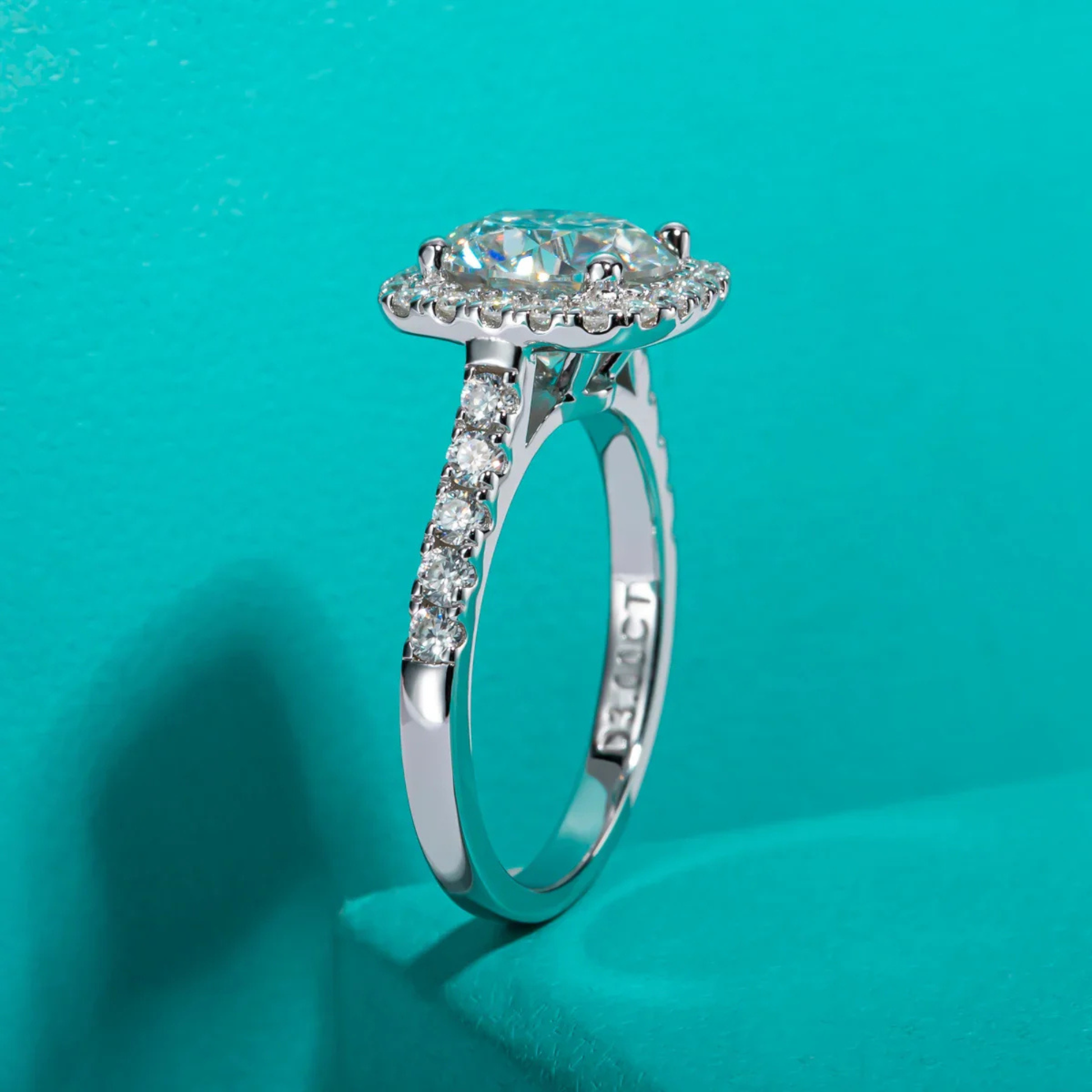 3 CT Round Cut Moissanite Halo Engagement Ring
