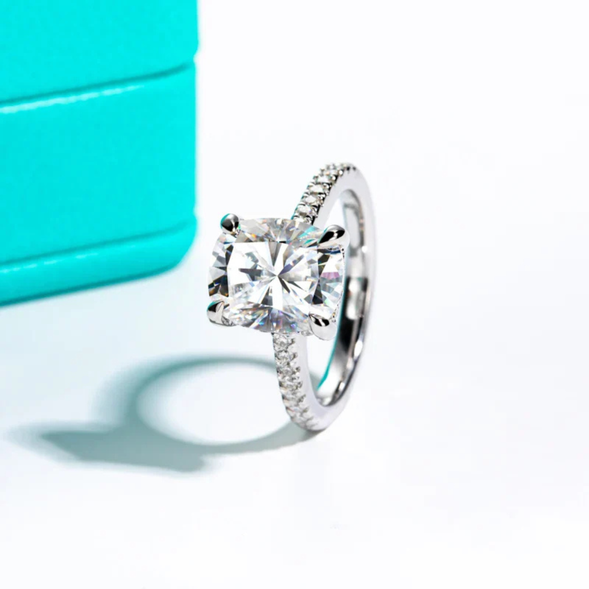5CT Cushion Cut D Color Moissanite Engagement Ring