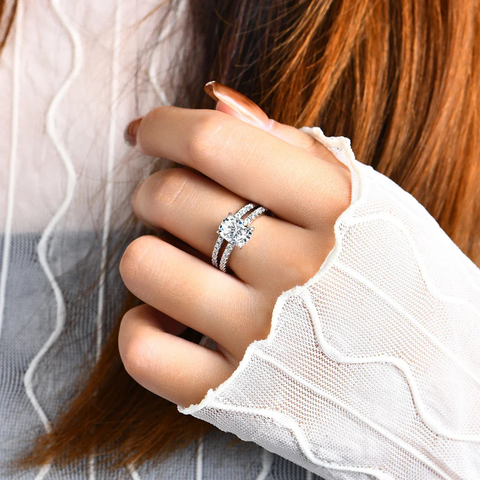 3.5CT Oval Cut Moissanite Engagement Ring