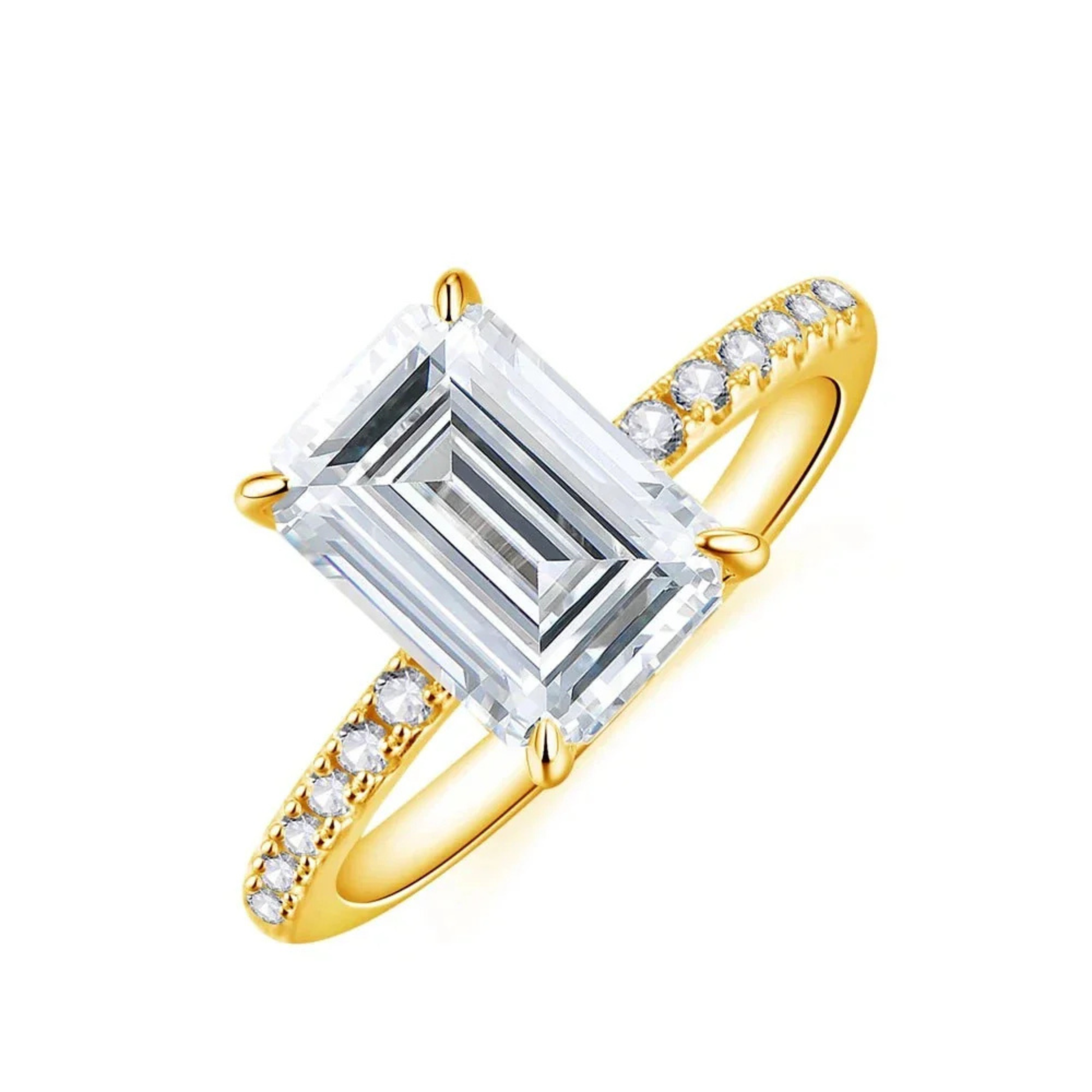 3.5 CT Emerald Cut Moissanite Engagement Ring