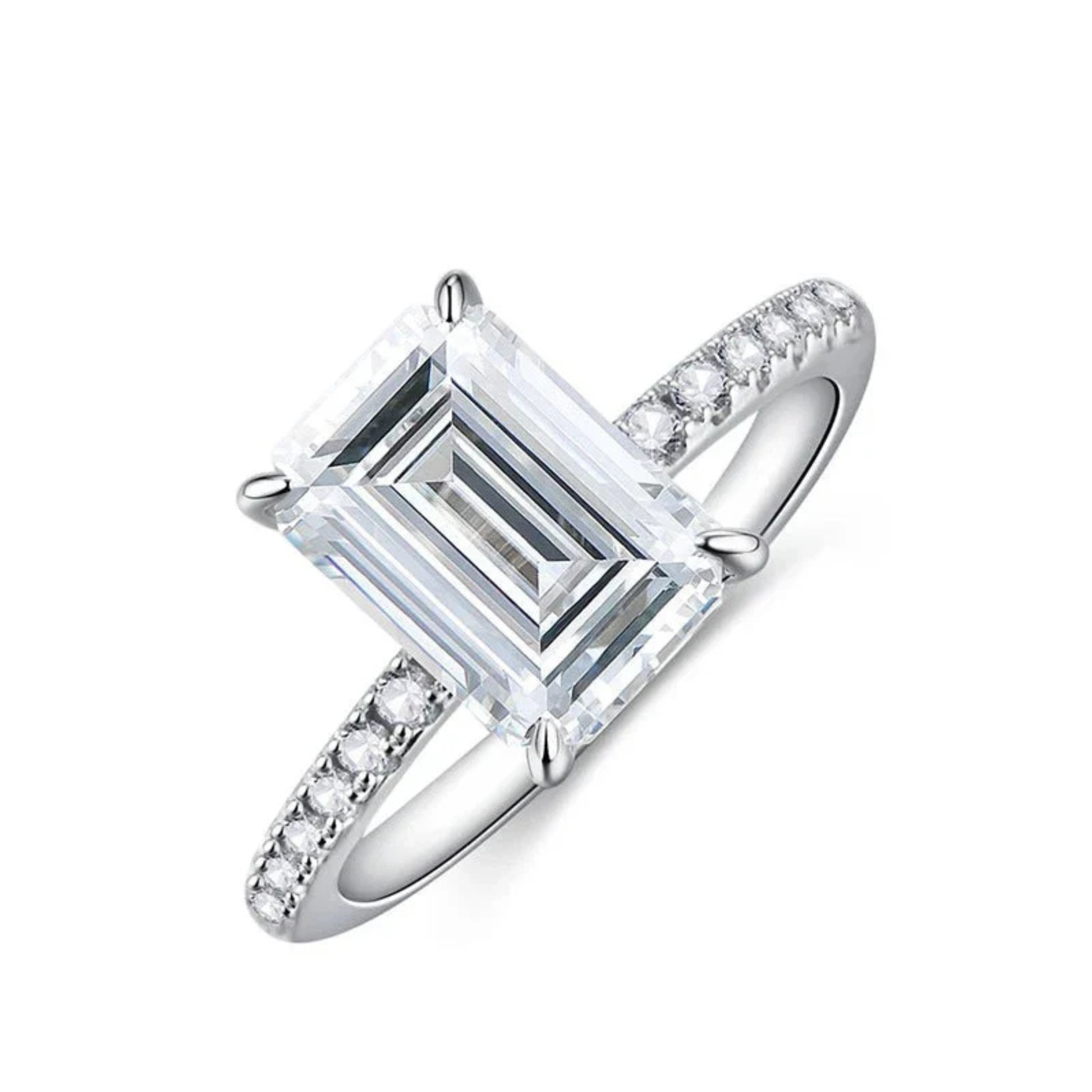 3.5 CT Emerald Cut Moissanite Engagement Ring