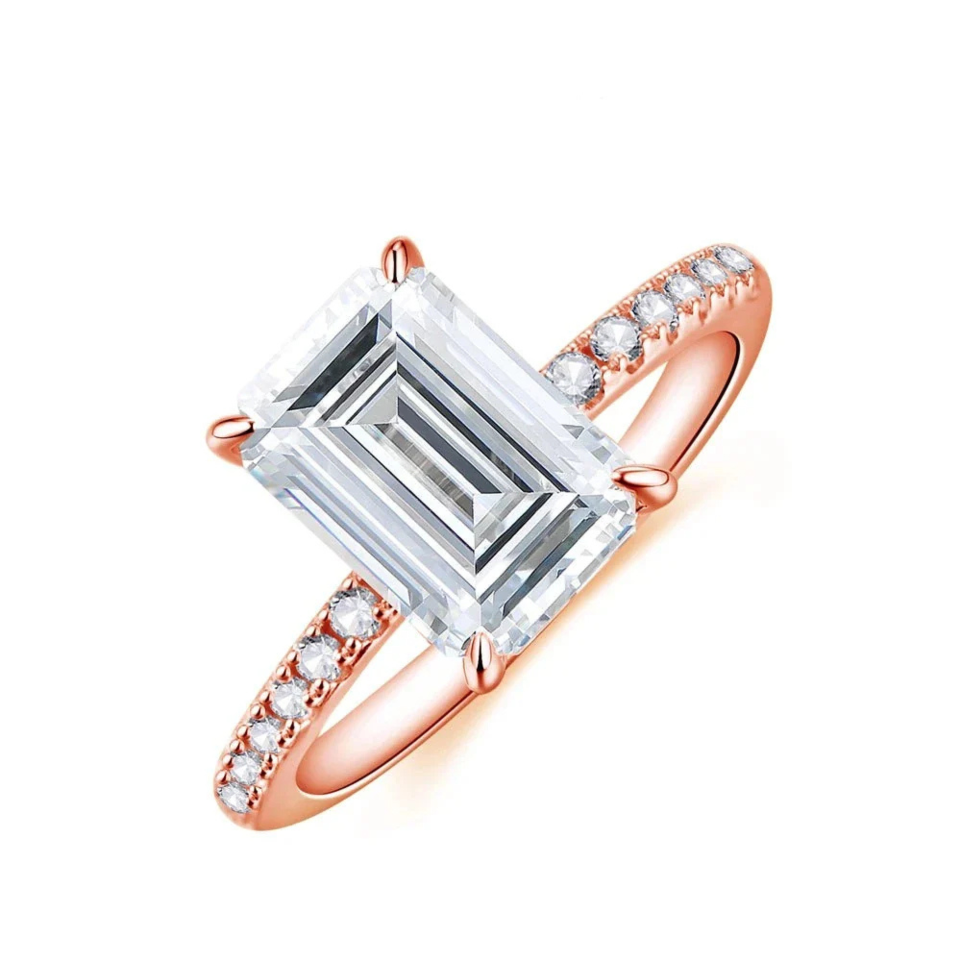 3.5 CT Emerald Cut Moissanite Engagement Ring