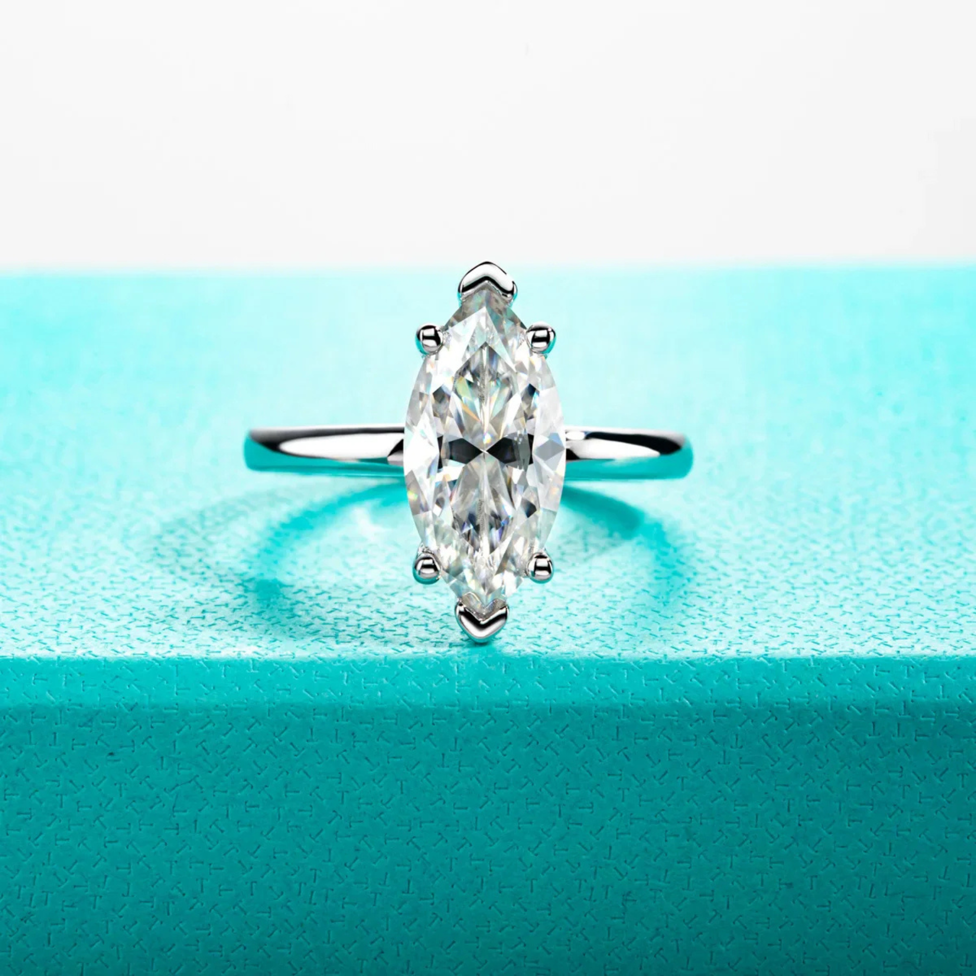 3 CT D Color Marquise Cut Moissanite Engagement Wedding