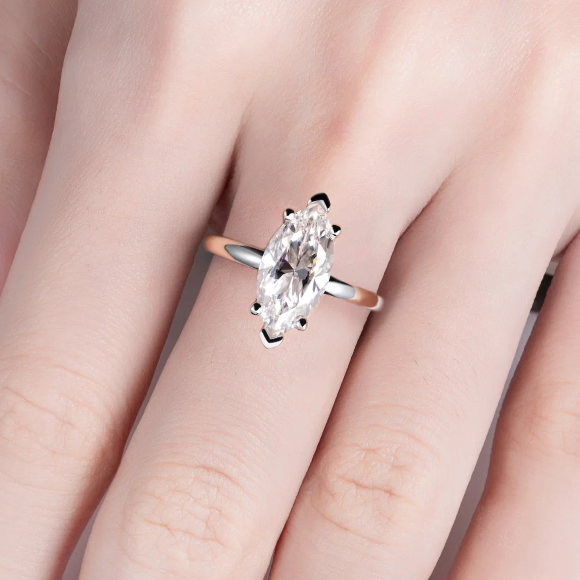 3 CT D Color Marquise Cut Moissanite Engagement Wedding