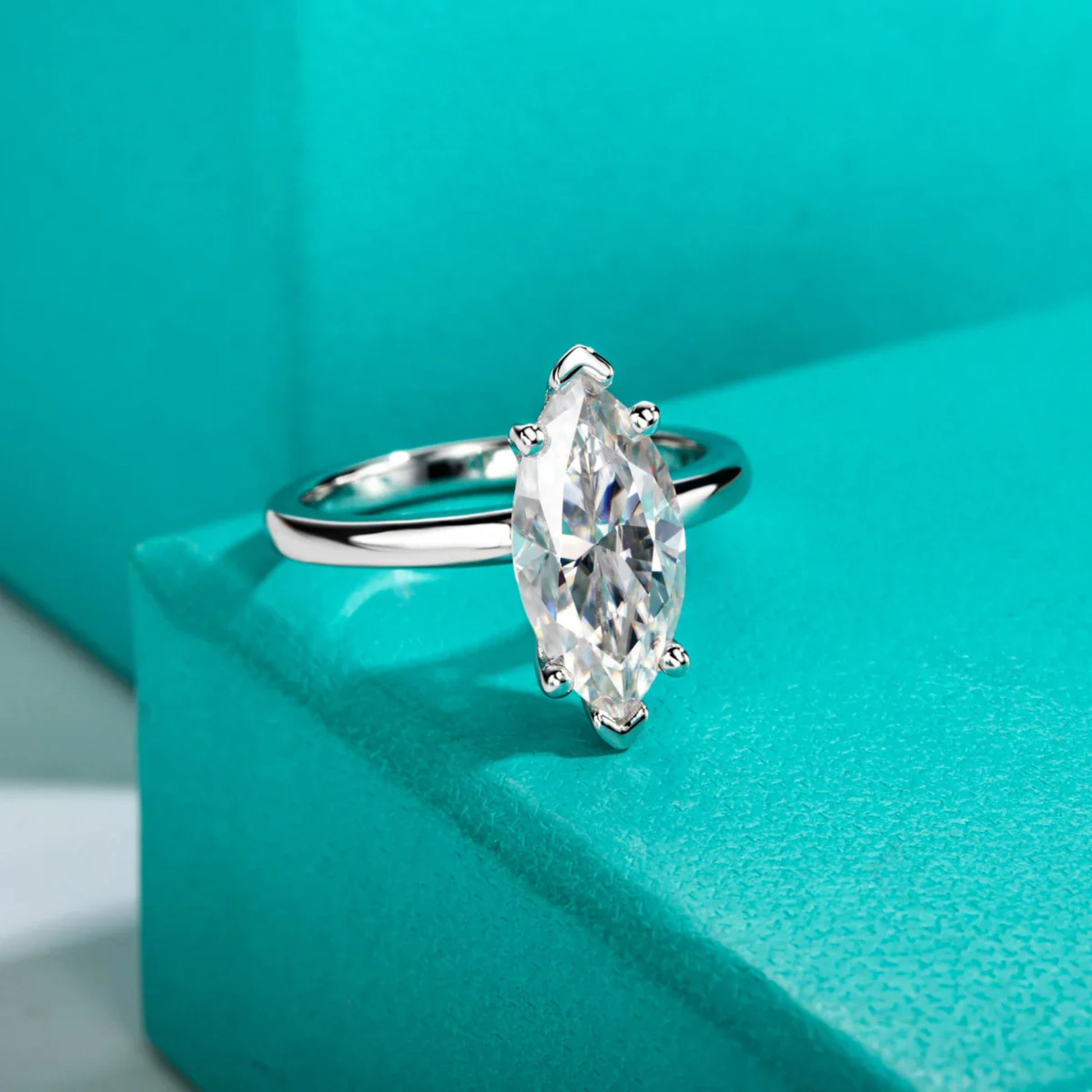 3 CT D Color Marquise Cut Moissanite Engagement Wedding