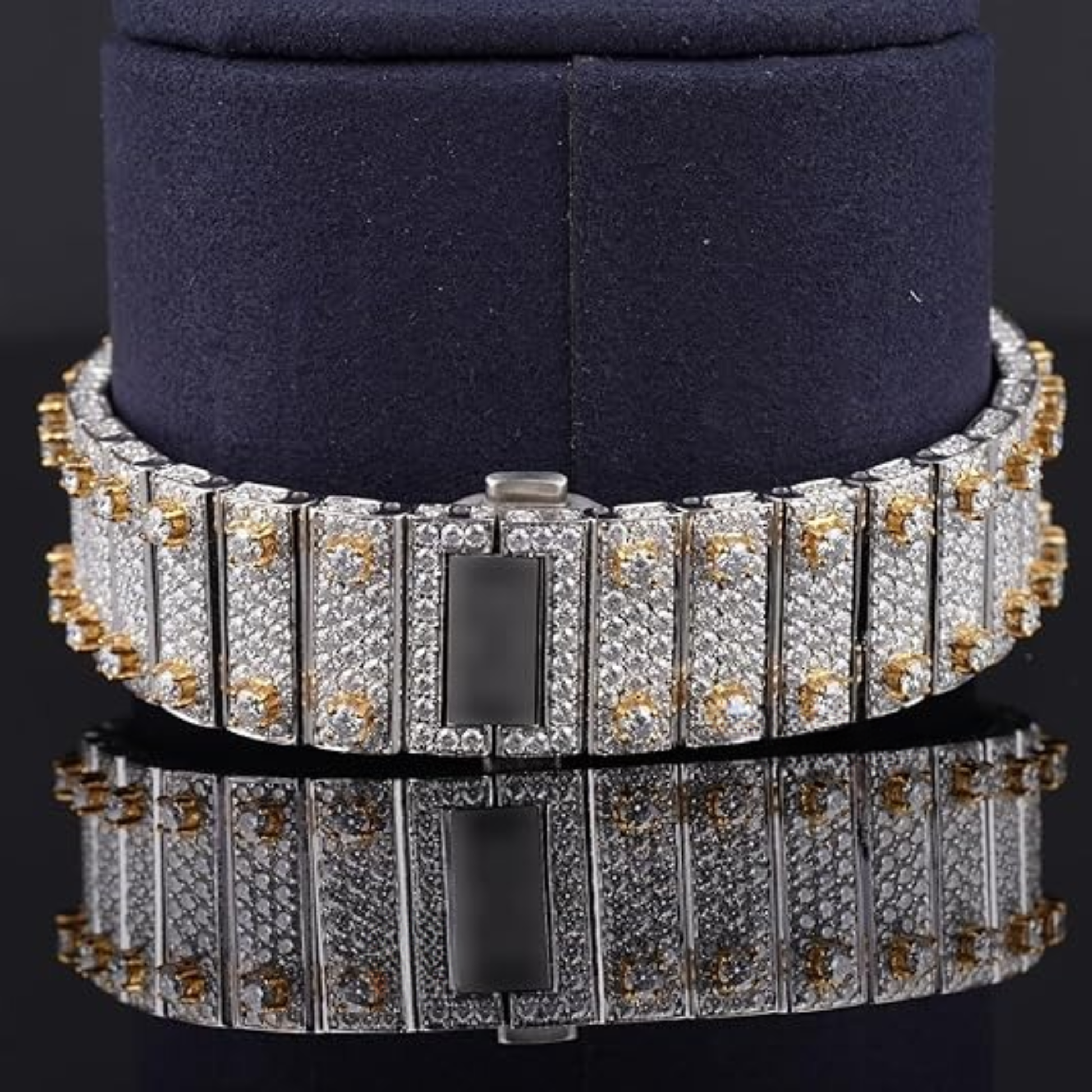 Fabulous Iced Out Roman Style Diamond Watch Automatic
