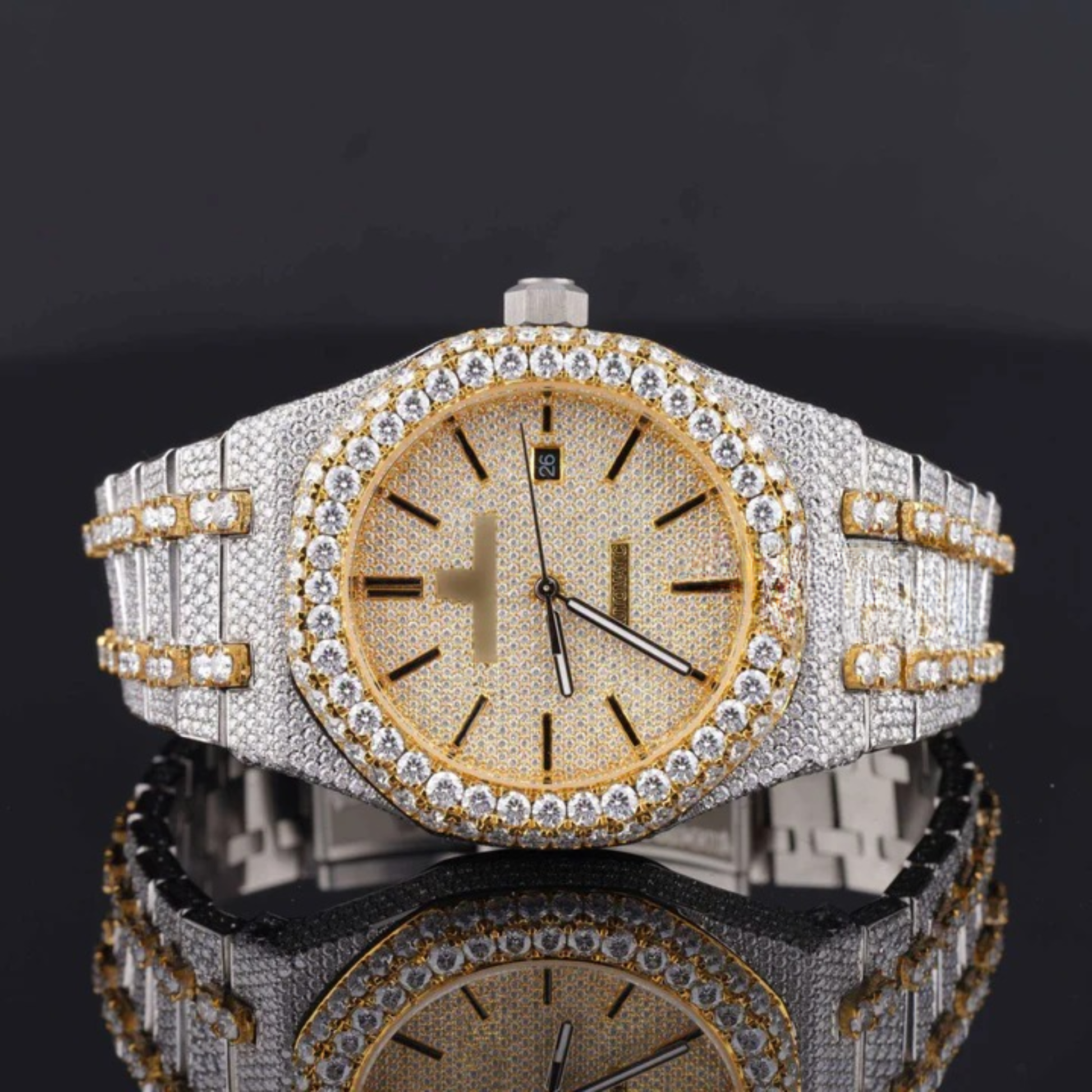 Fabulous Iced Out Automatic Analog Moissanite Diamond Watch