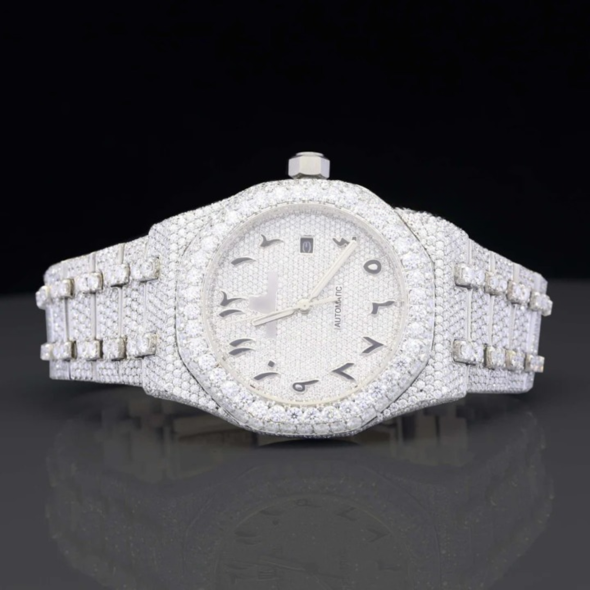 Unique Iced Out Moissanite Diamond Fully Automatic Watch For Men