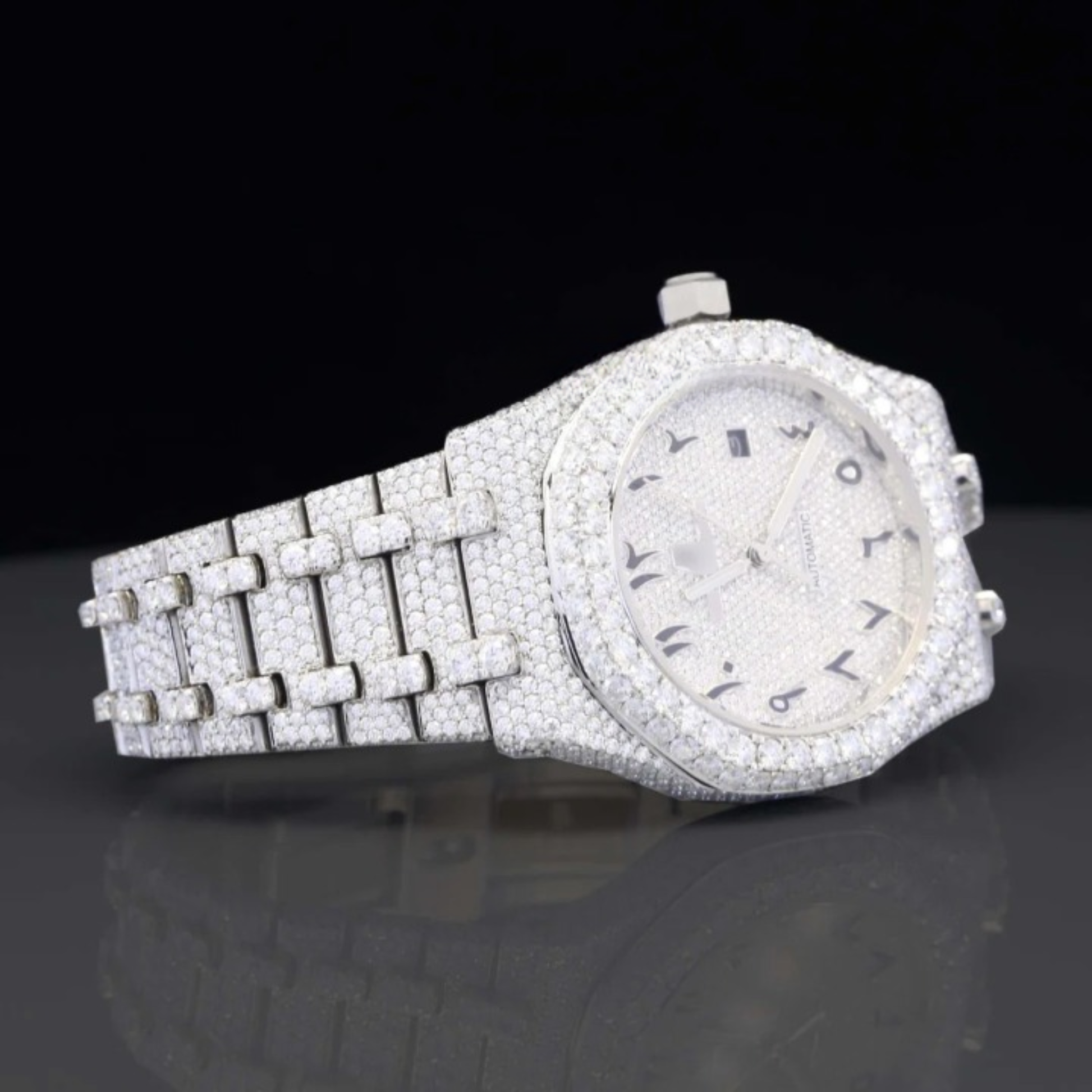 Unique Iced Out Moissanite Diamond Fully Automatic Watch For Men