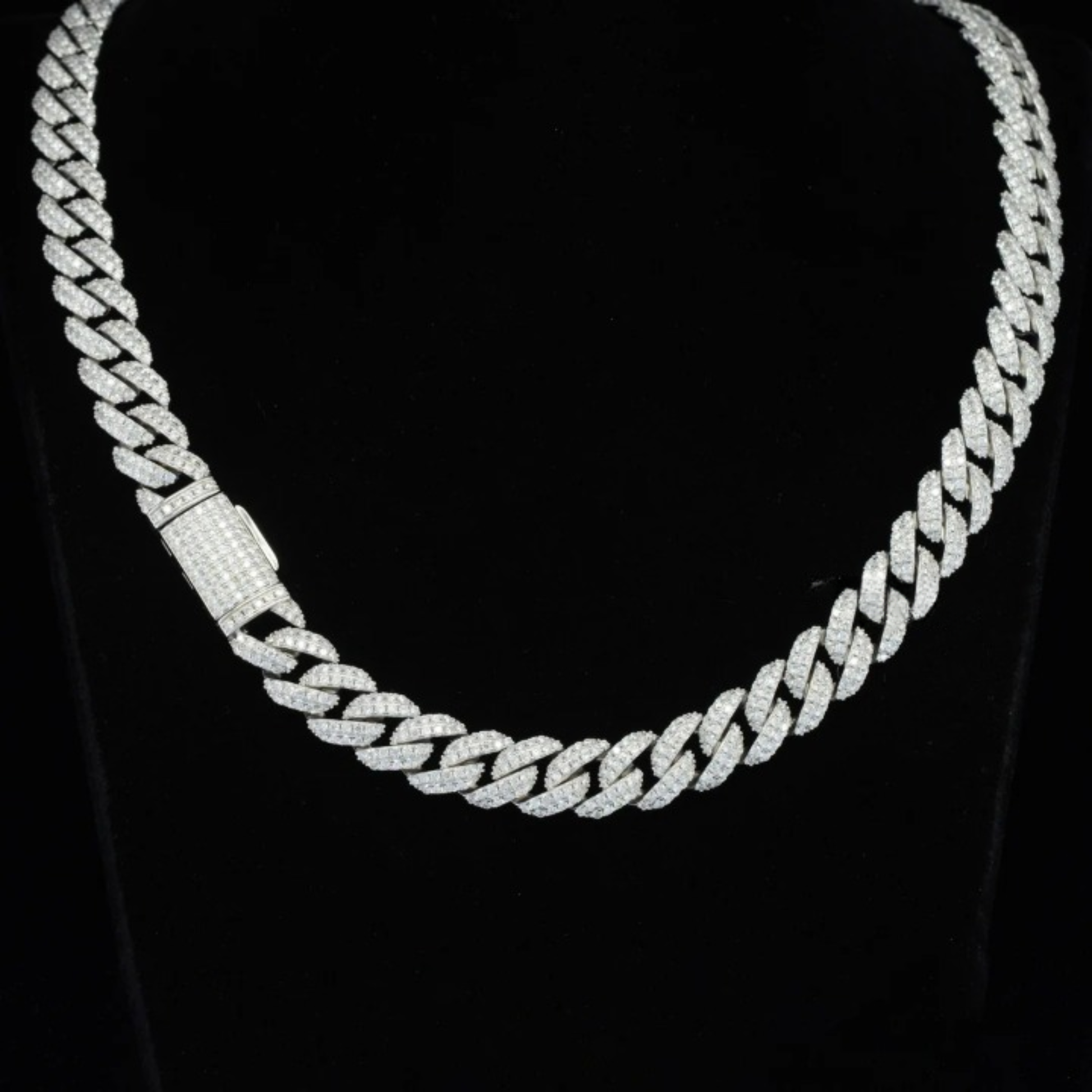 10mm Wide Moissanite Miami Cuban Link Chain For Men S925 Silver
